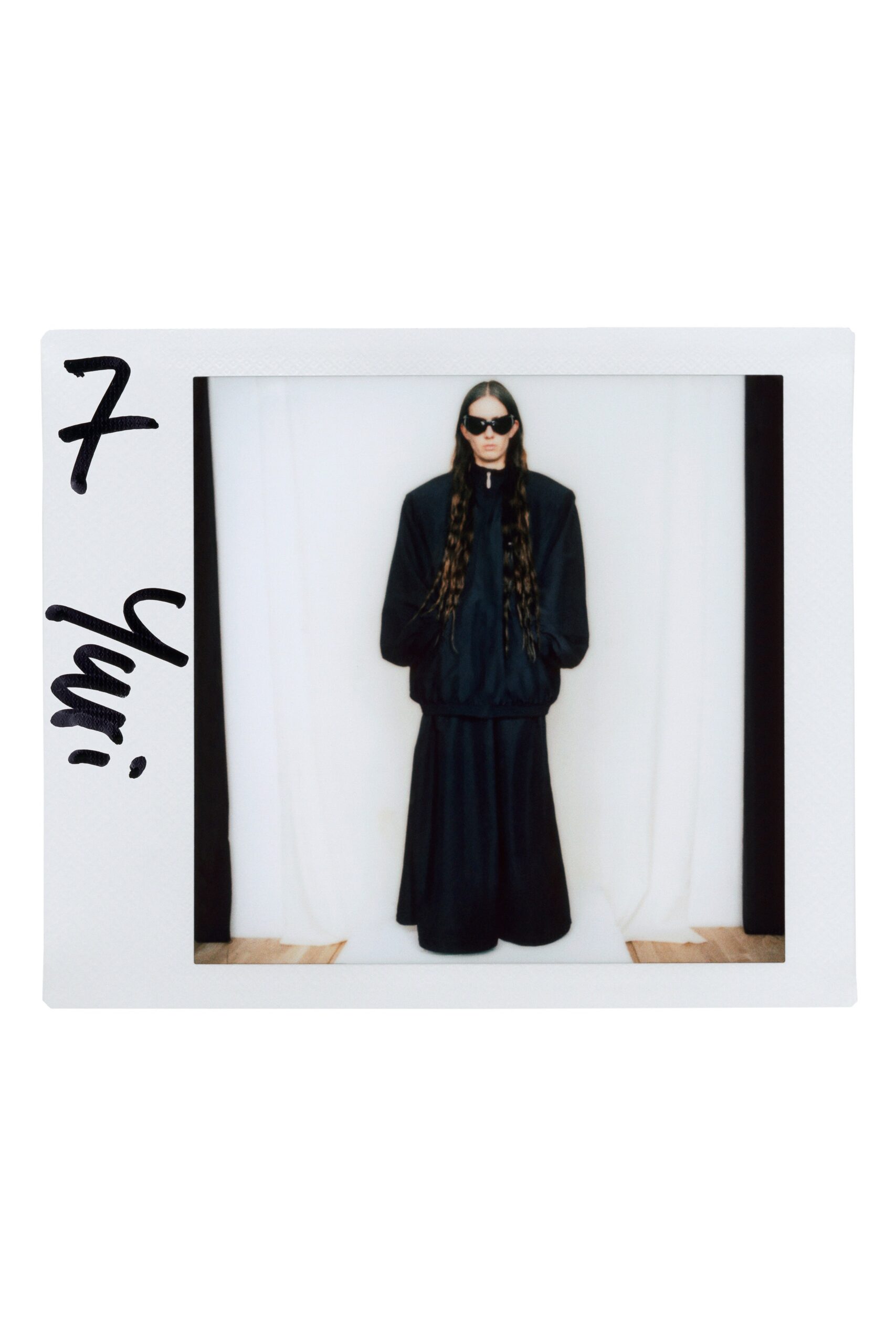 black oversized long-sleeve dress