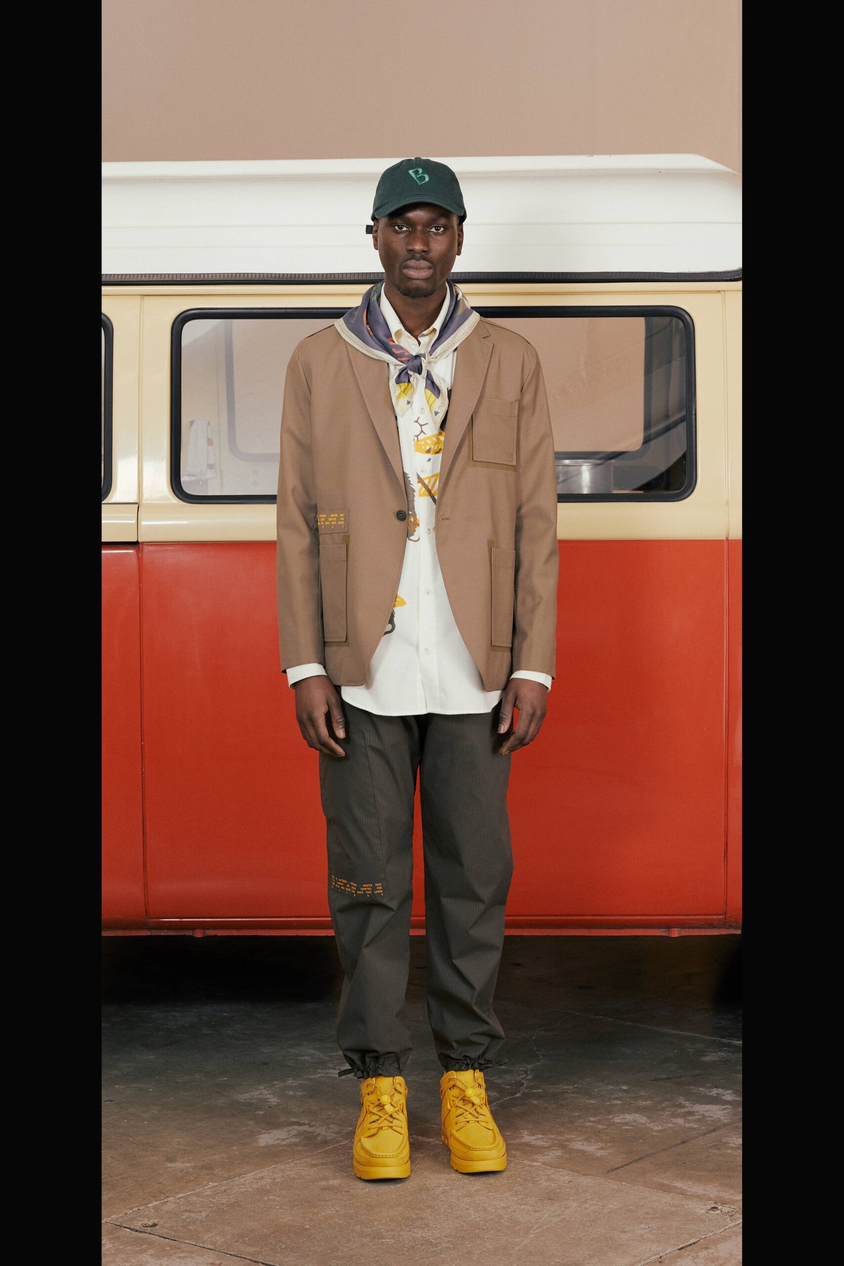 beige tailored blazer with cargo pants