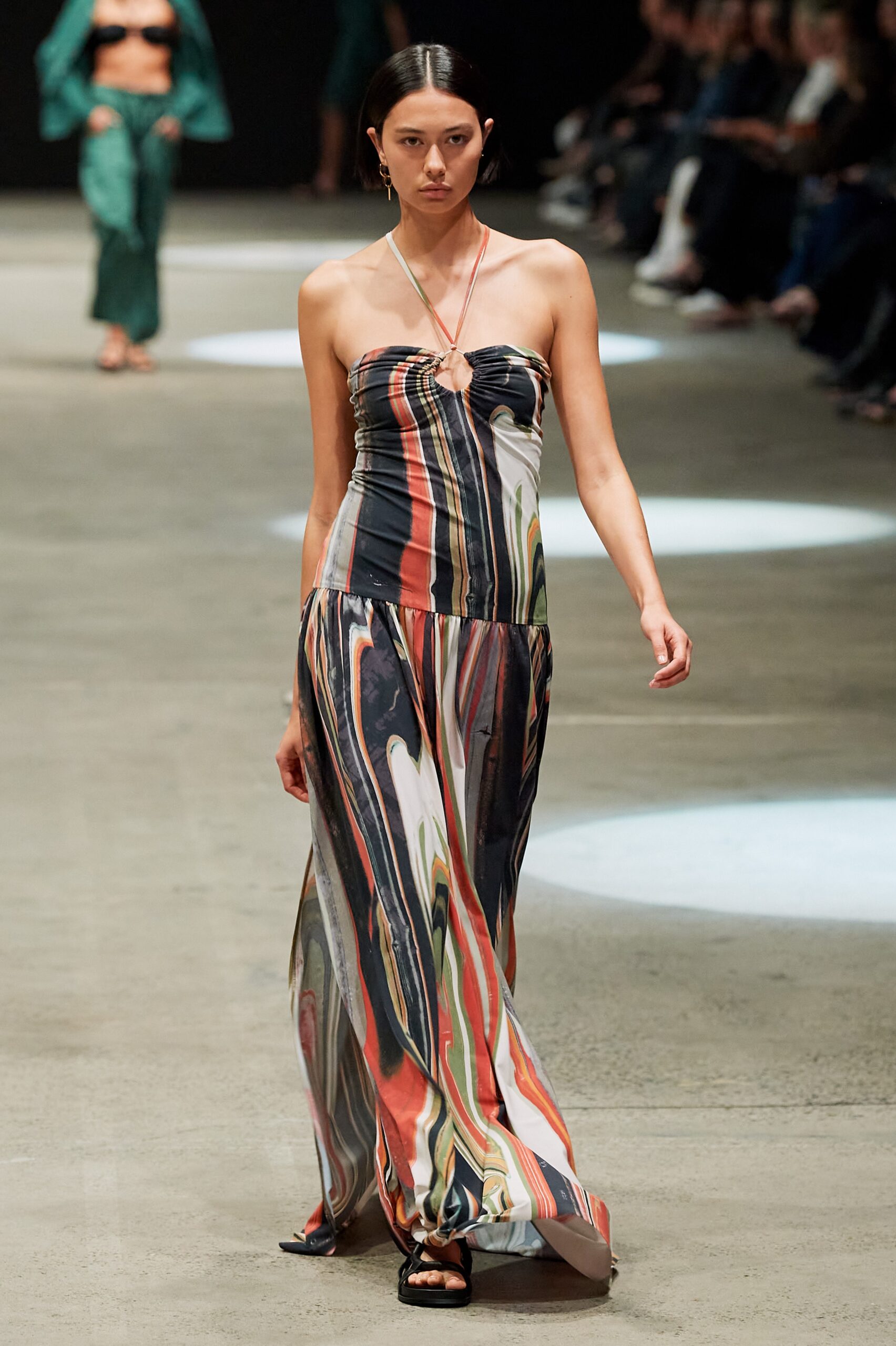 multi-colored silk sleeveless dress