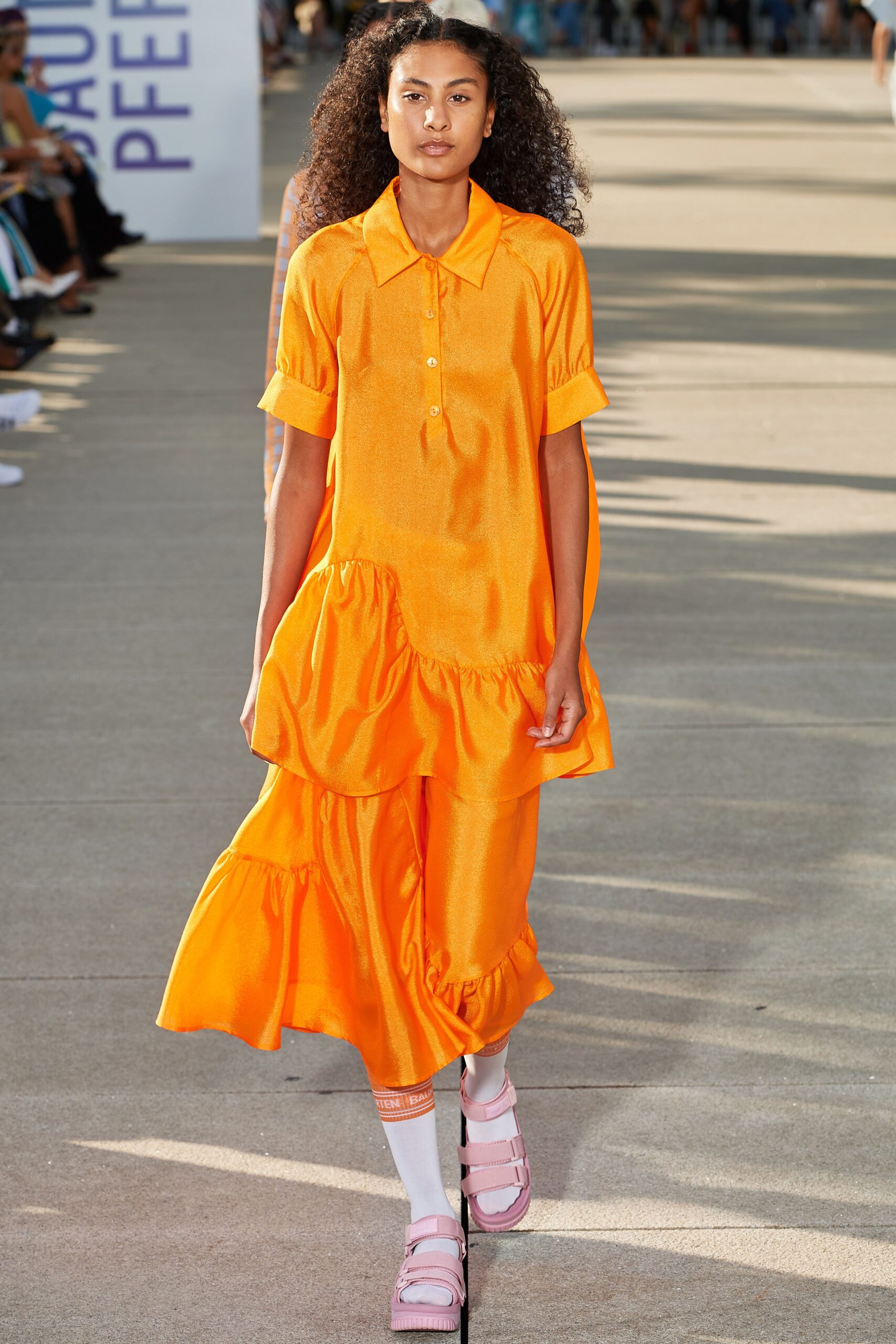 orange silk relaxed midi dress