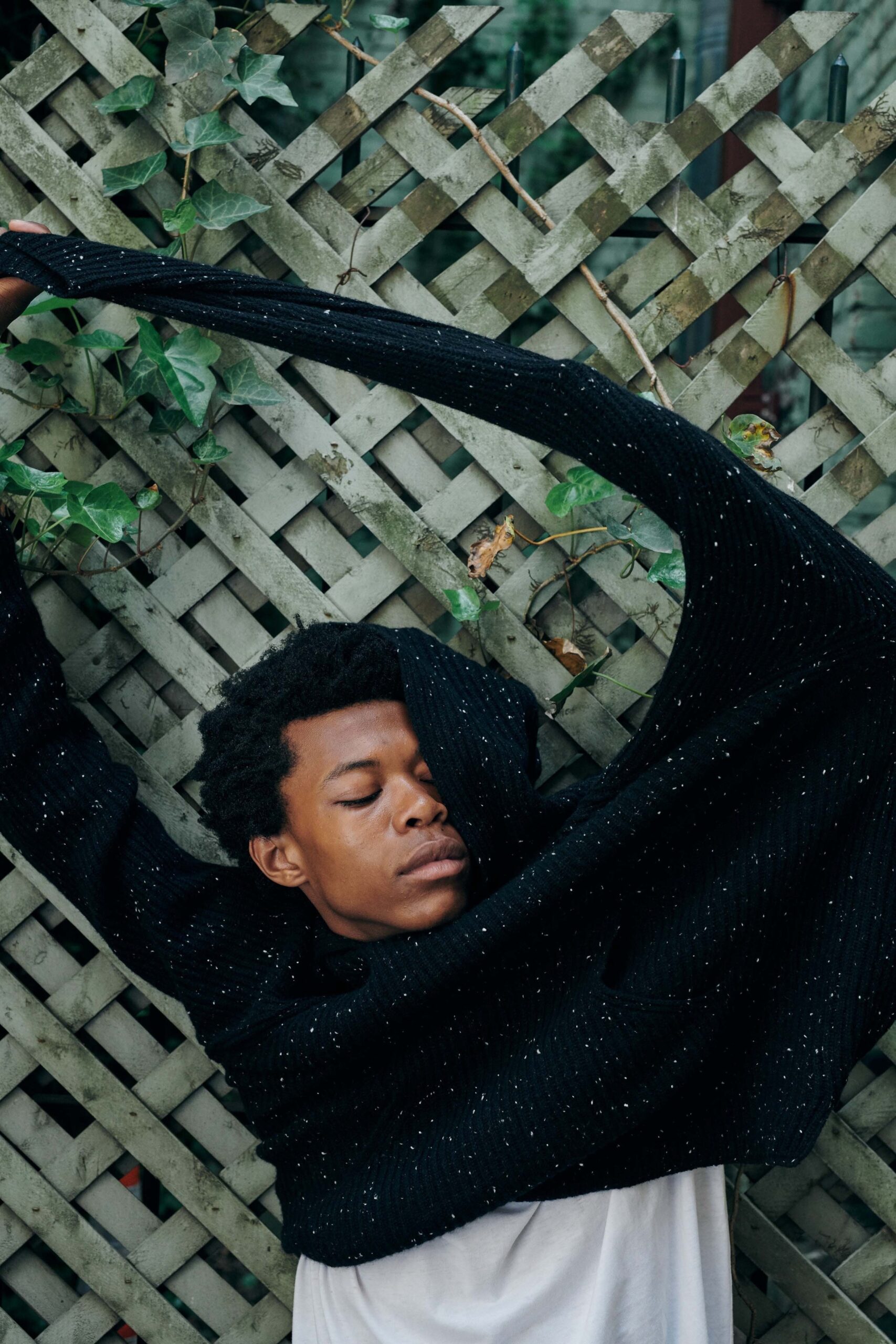 black draped top with white t-shirt