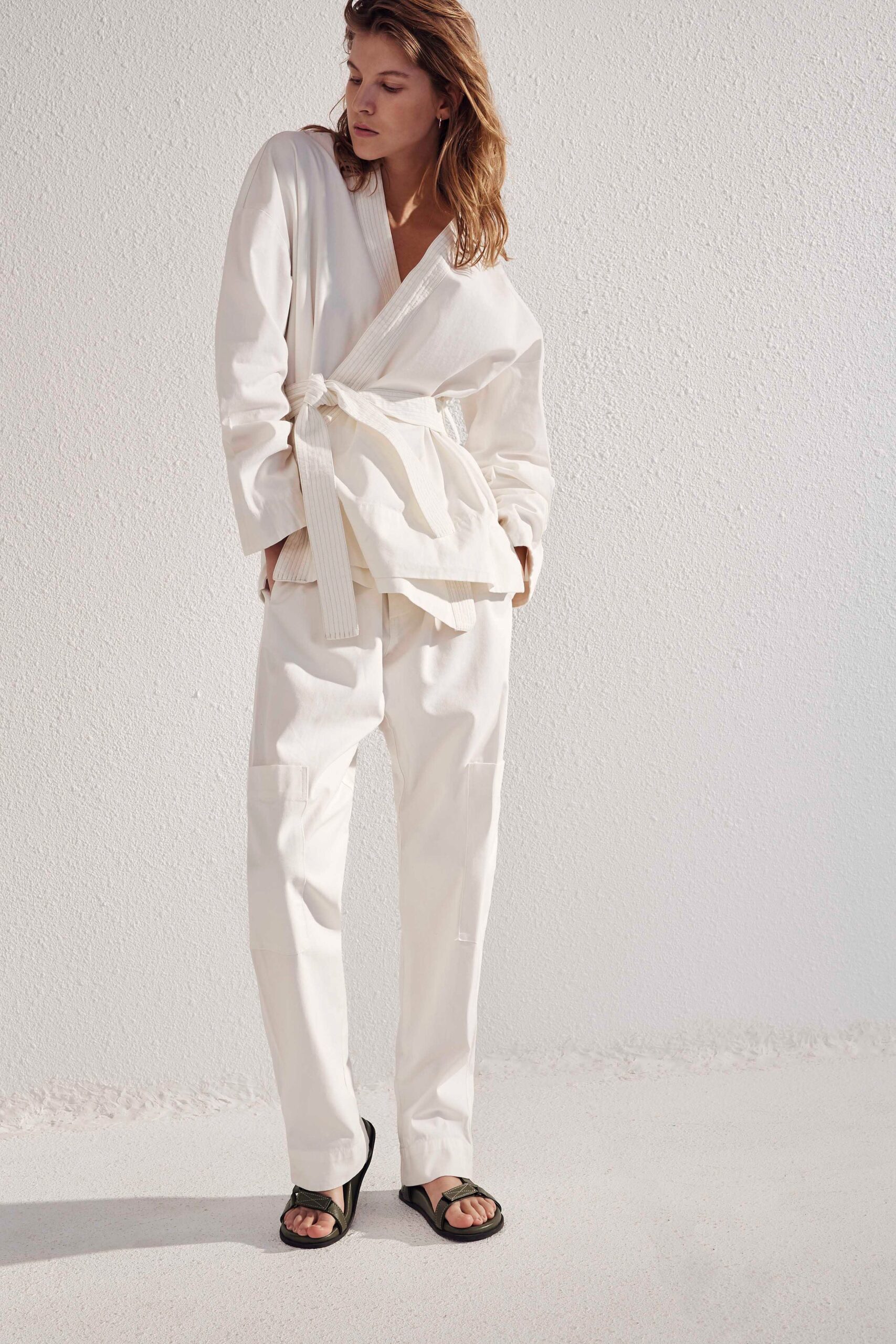white relaxed jacket and pants