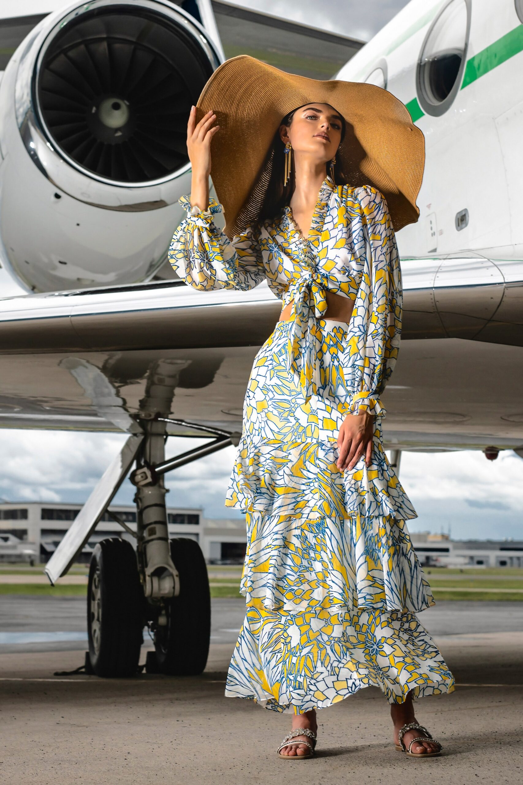 floral top and tiered skirt