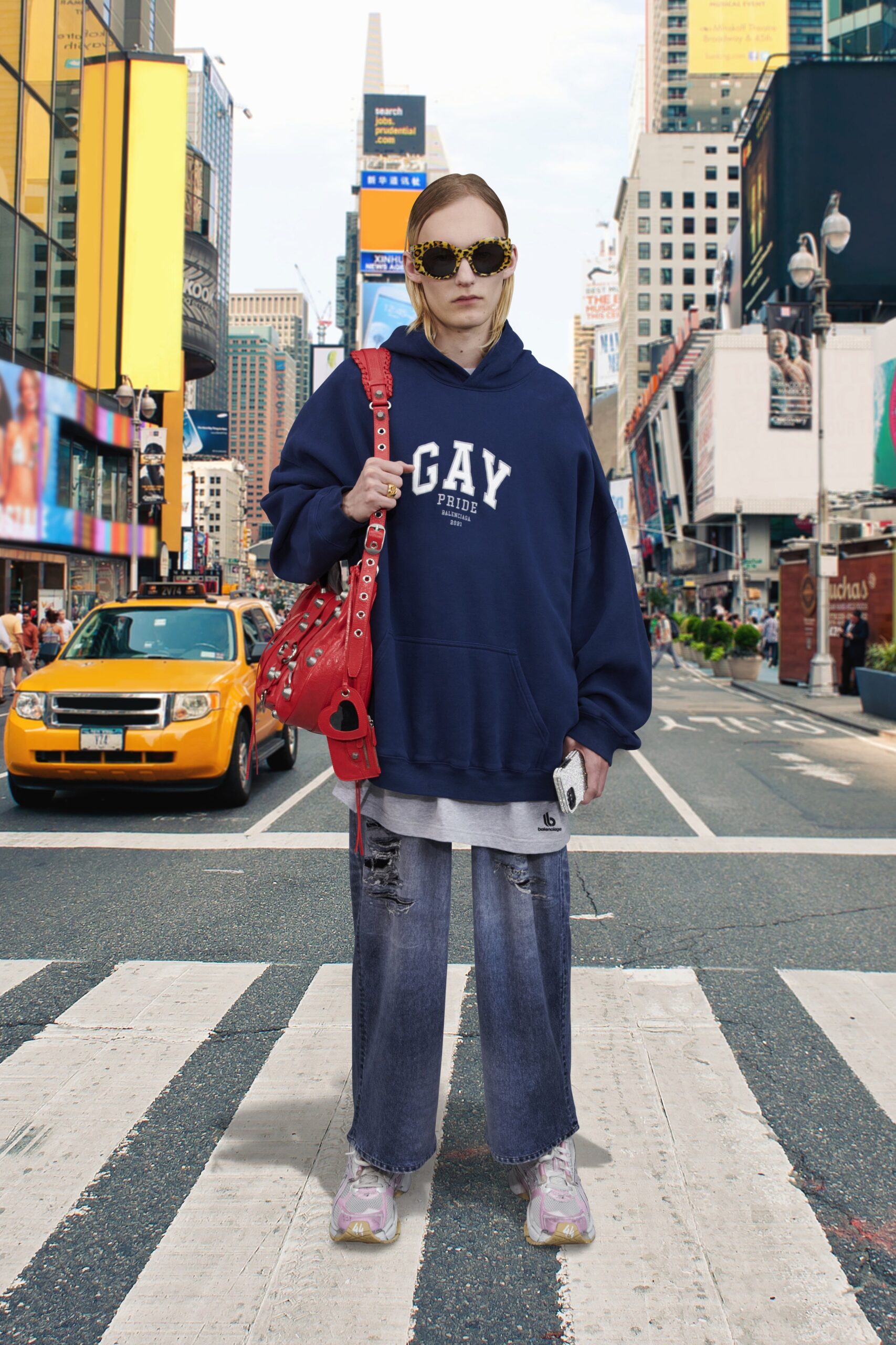 blue oversized hoodie with jeans