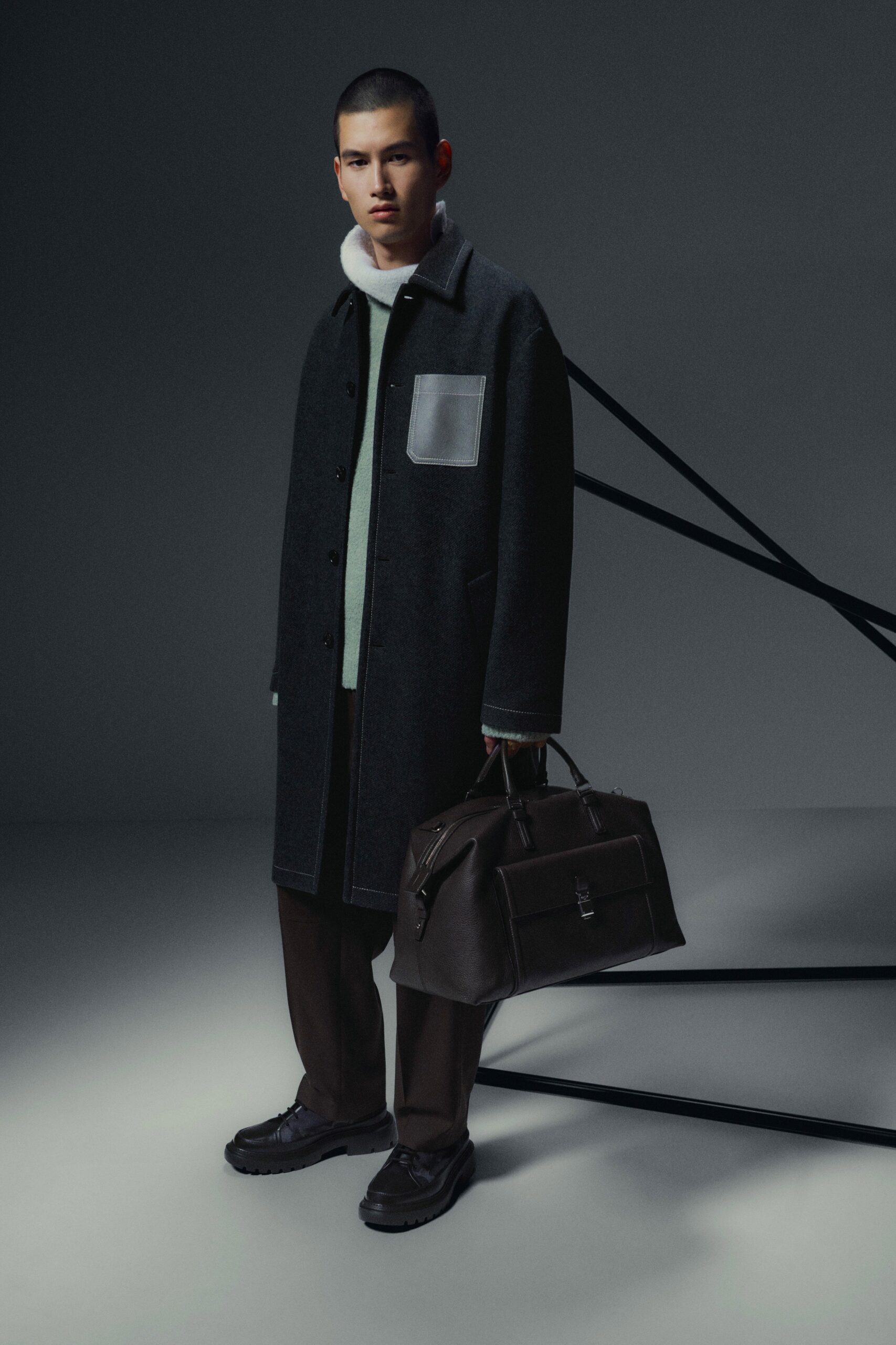 black wool coat with sweater