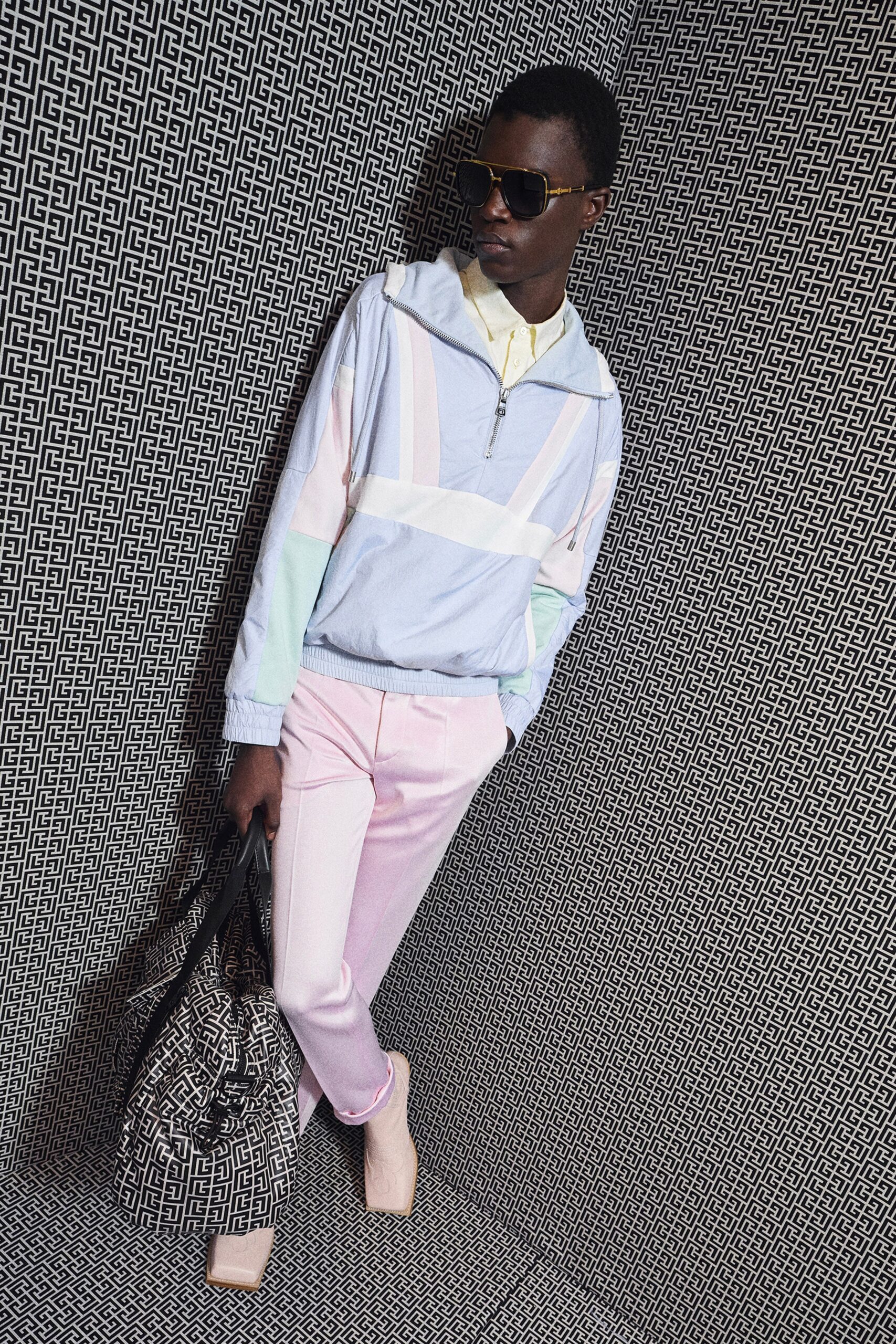 light blue color-blocked jacket