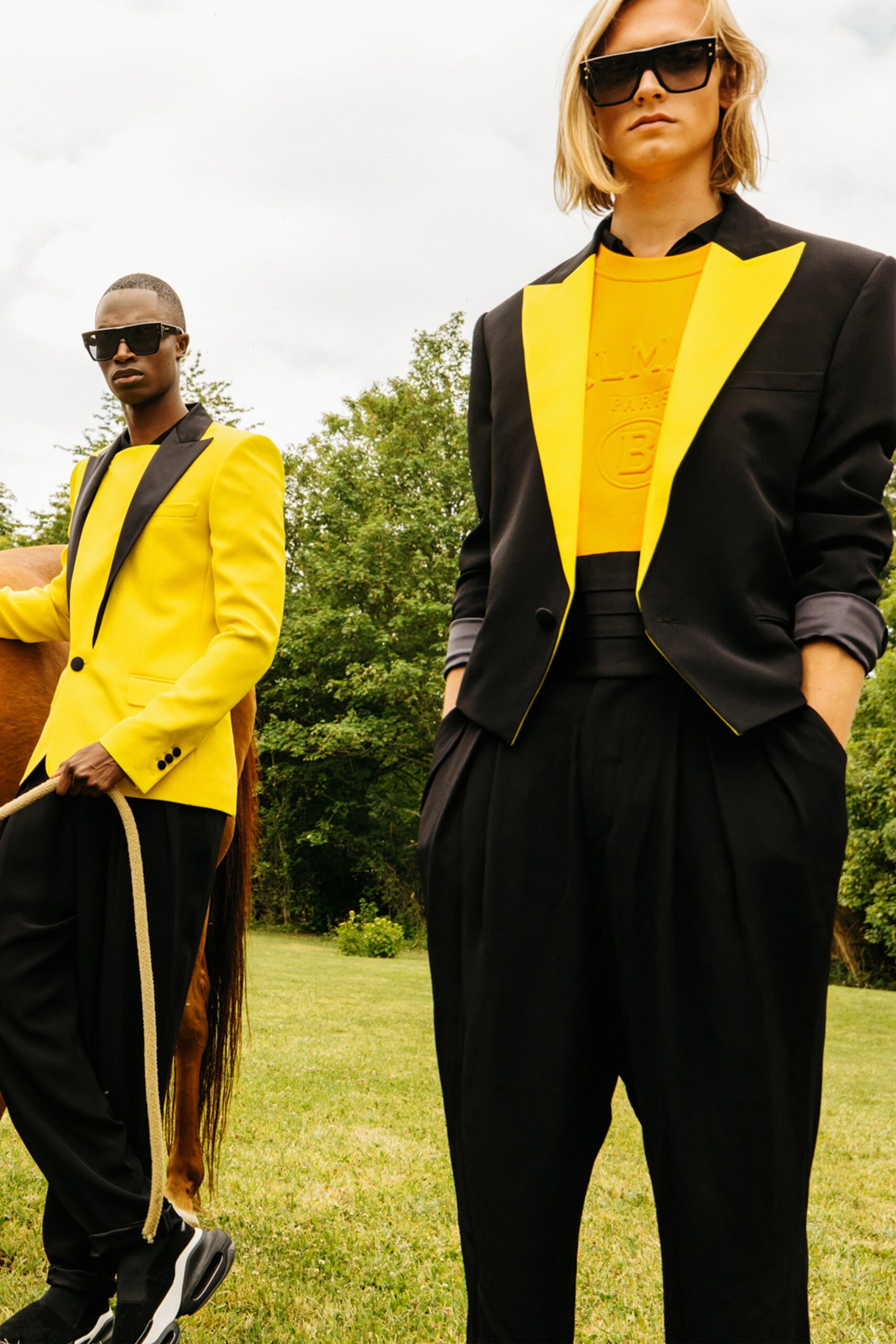 black and yellow tailored blazer