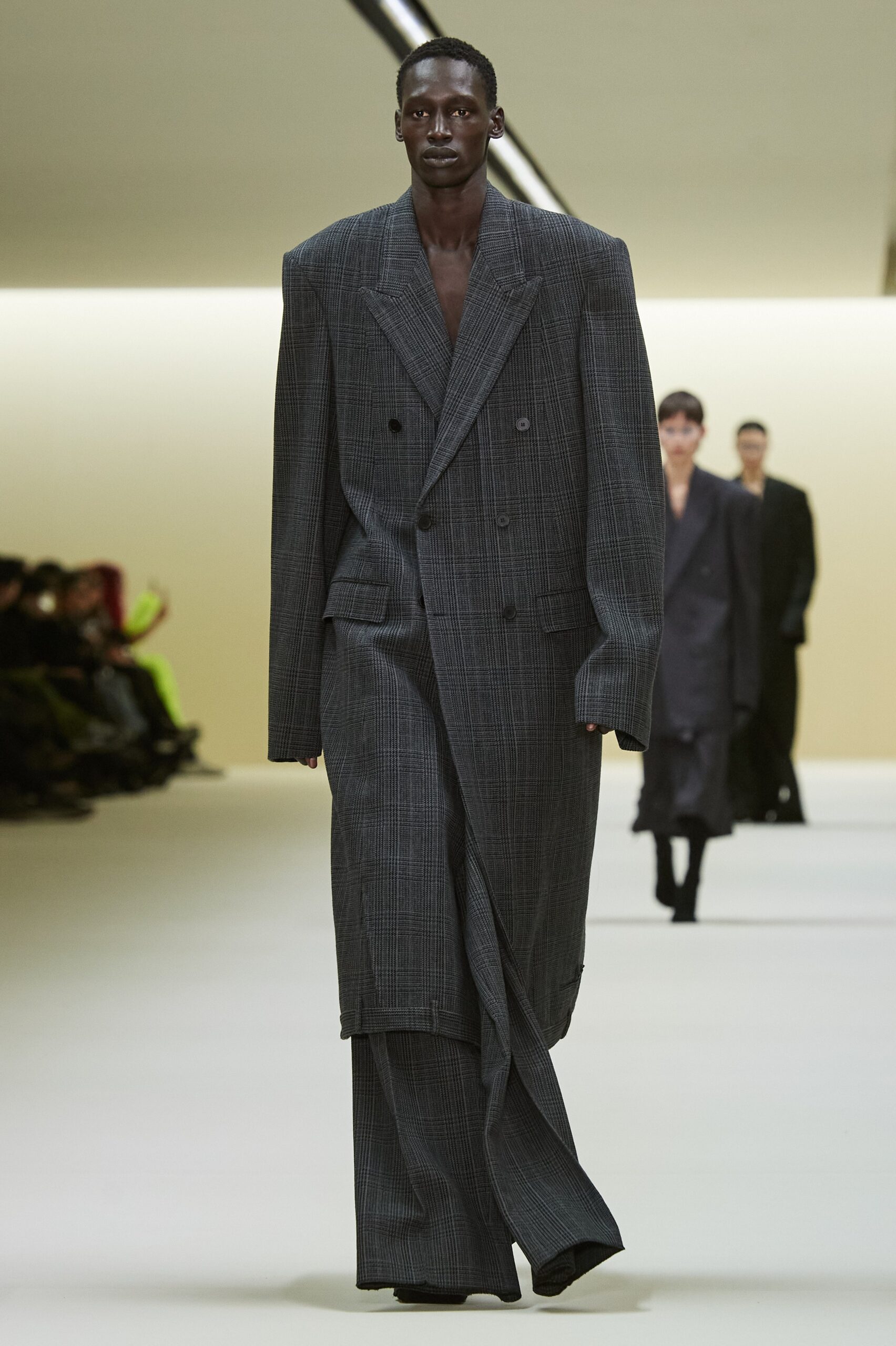 oversized black gray wool suit