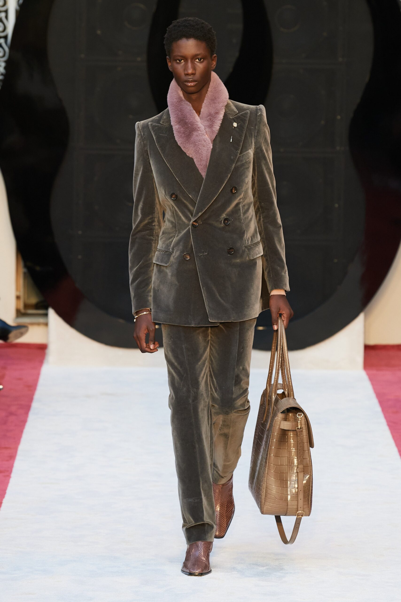 gray velvet tailored suit