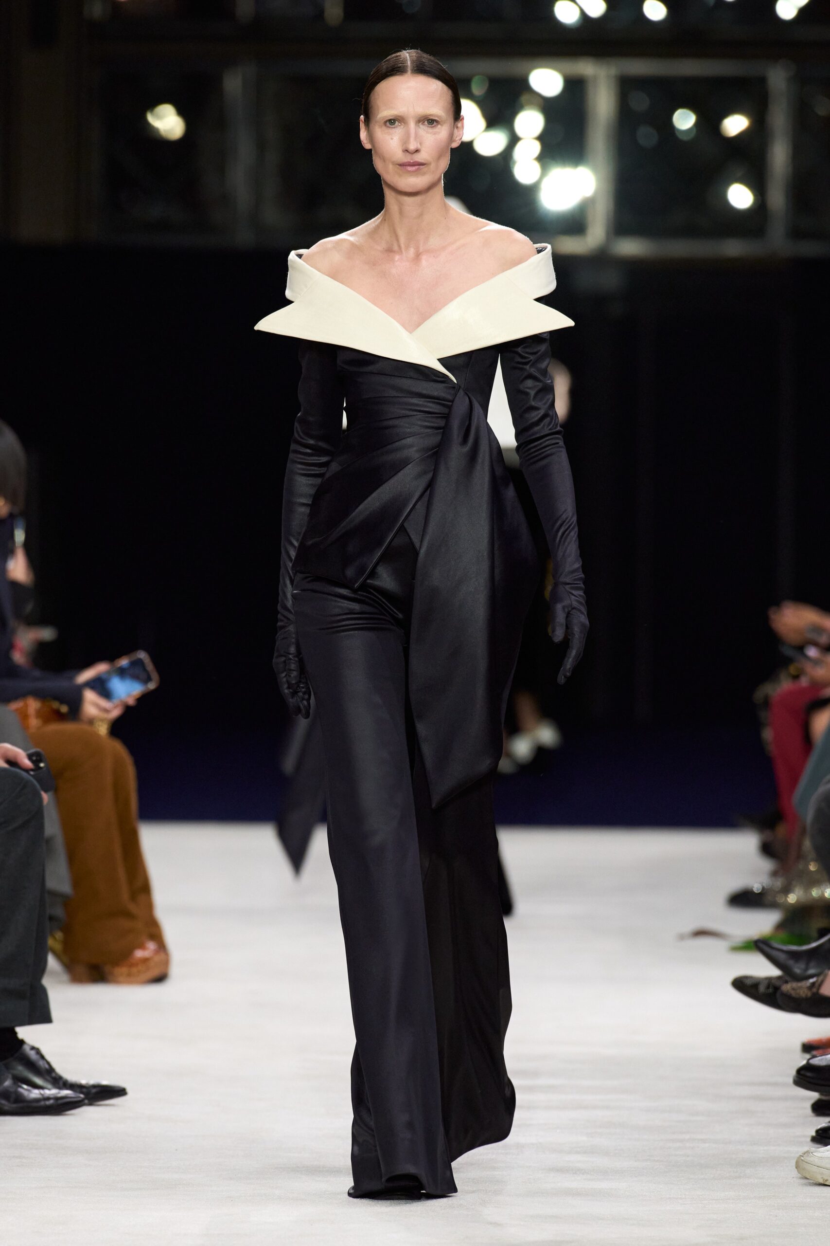 black and white silk gown