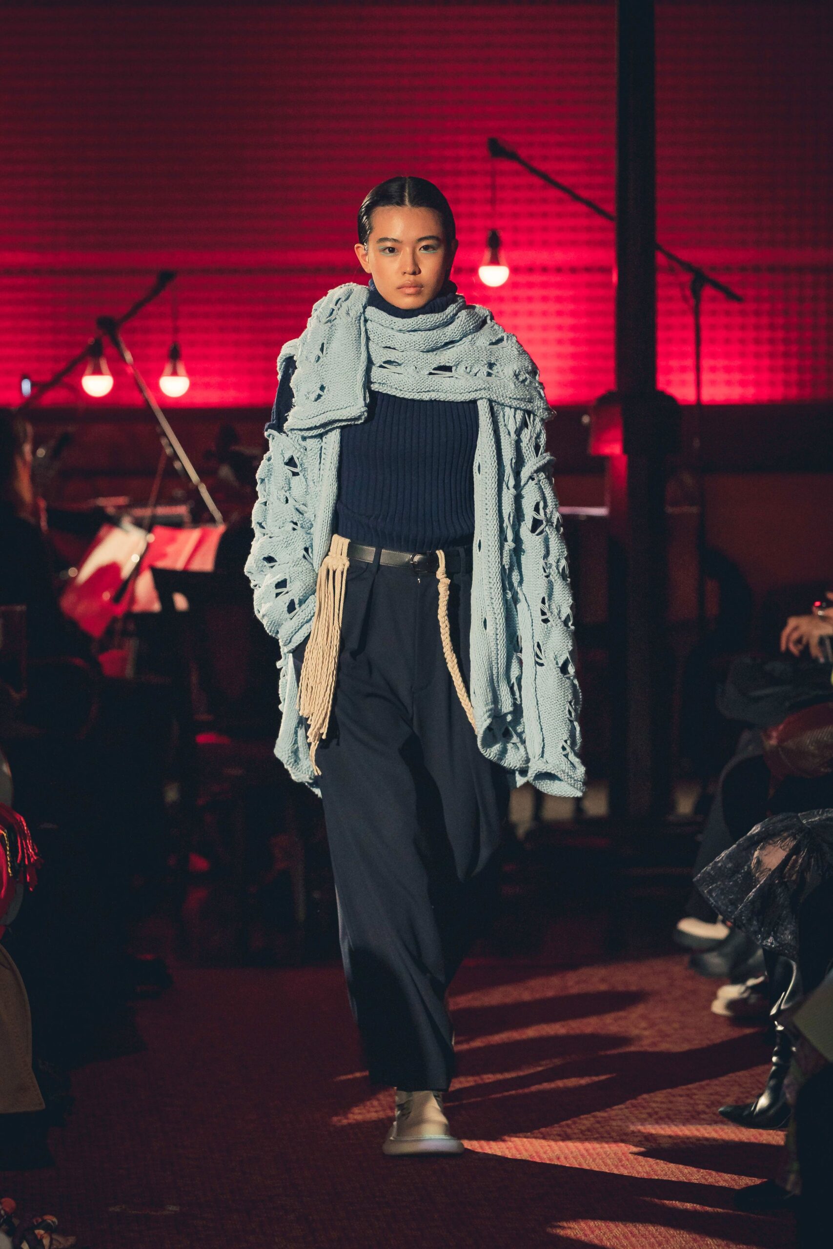 blue cotton textured scarf
