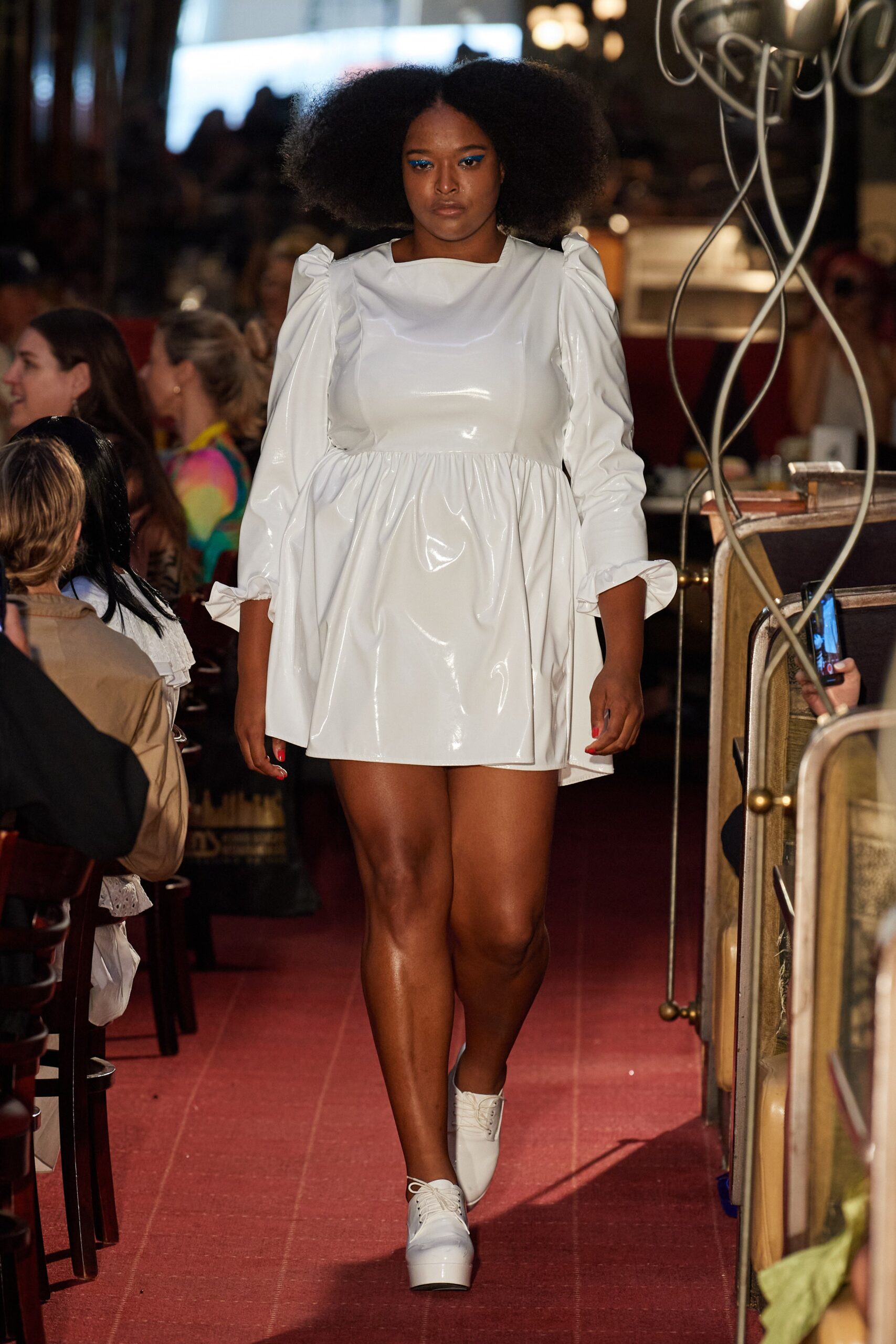 white vinyl fitted mini dress