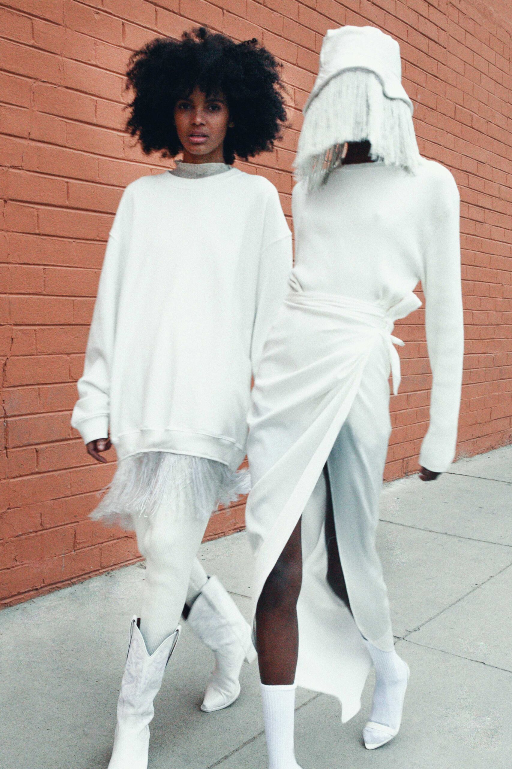 white silk asymmetric fitted draped skirt
