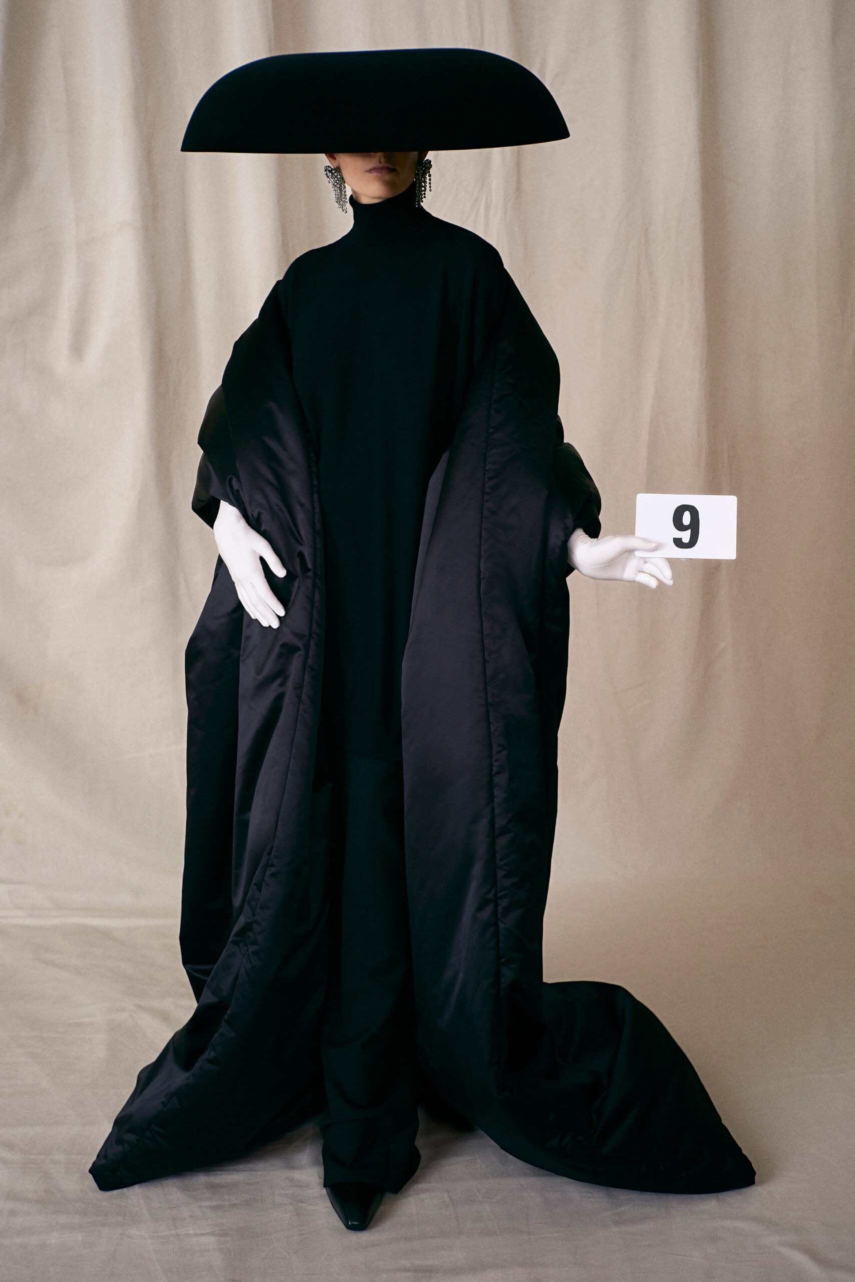 black silk cape and pants