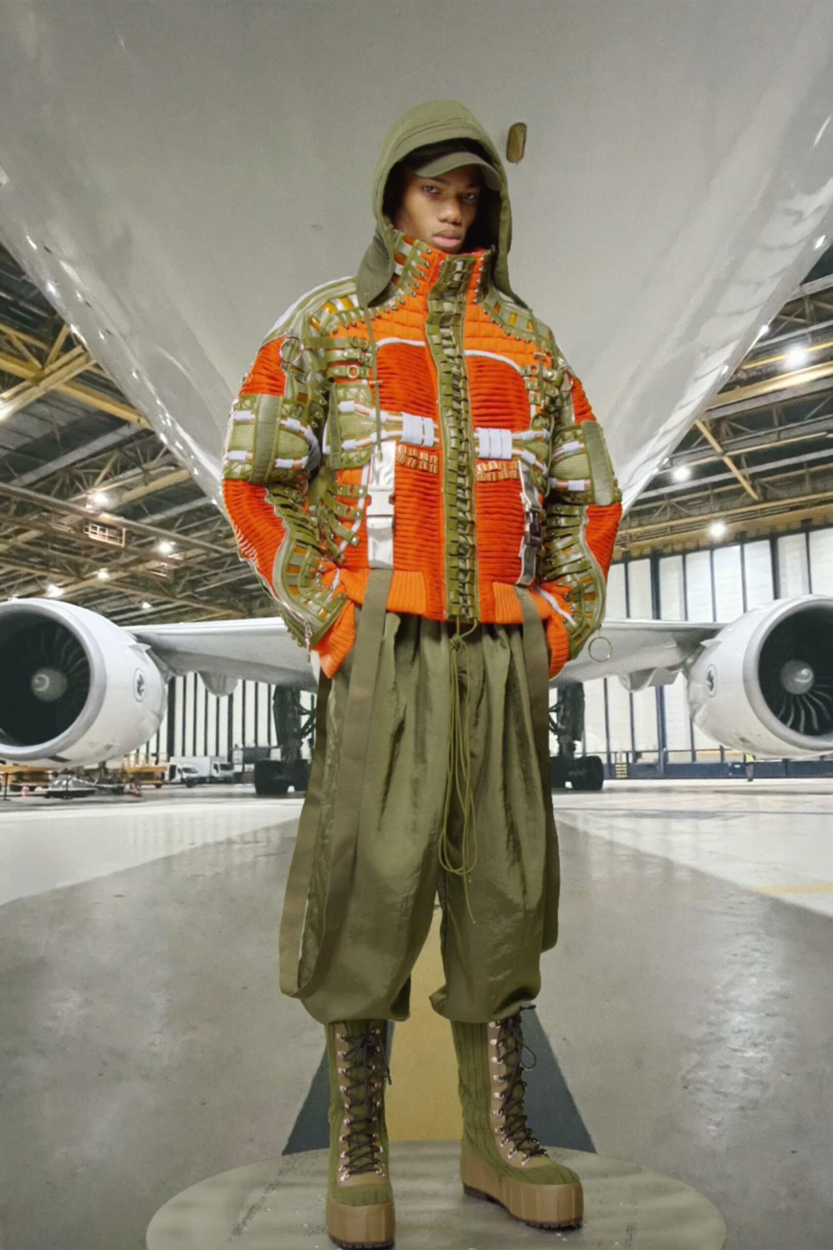 orange and green relaxed jacket