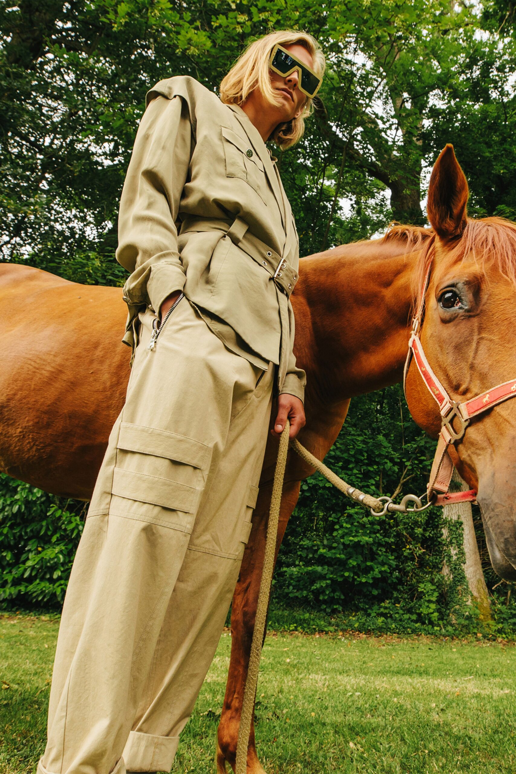 beige relaxed jacket and pants