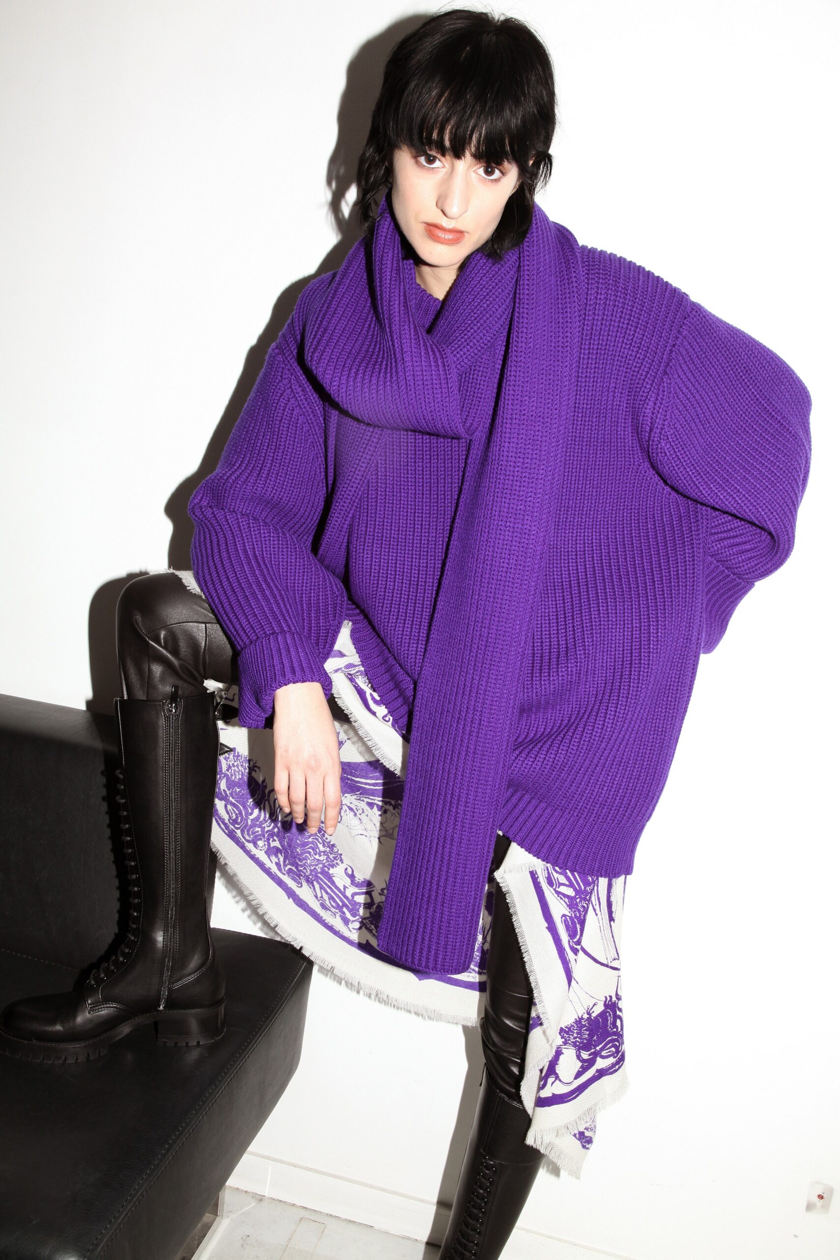 oversized purple knit sweater