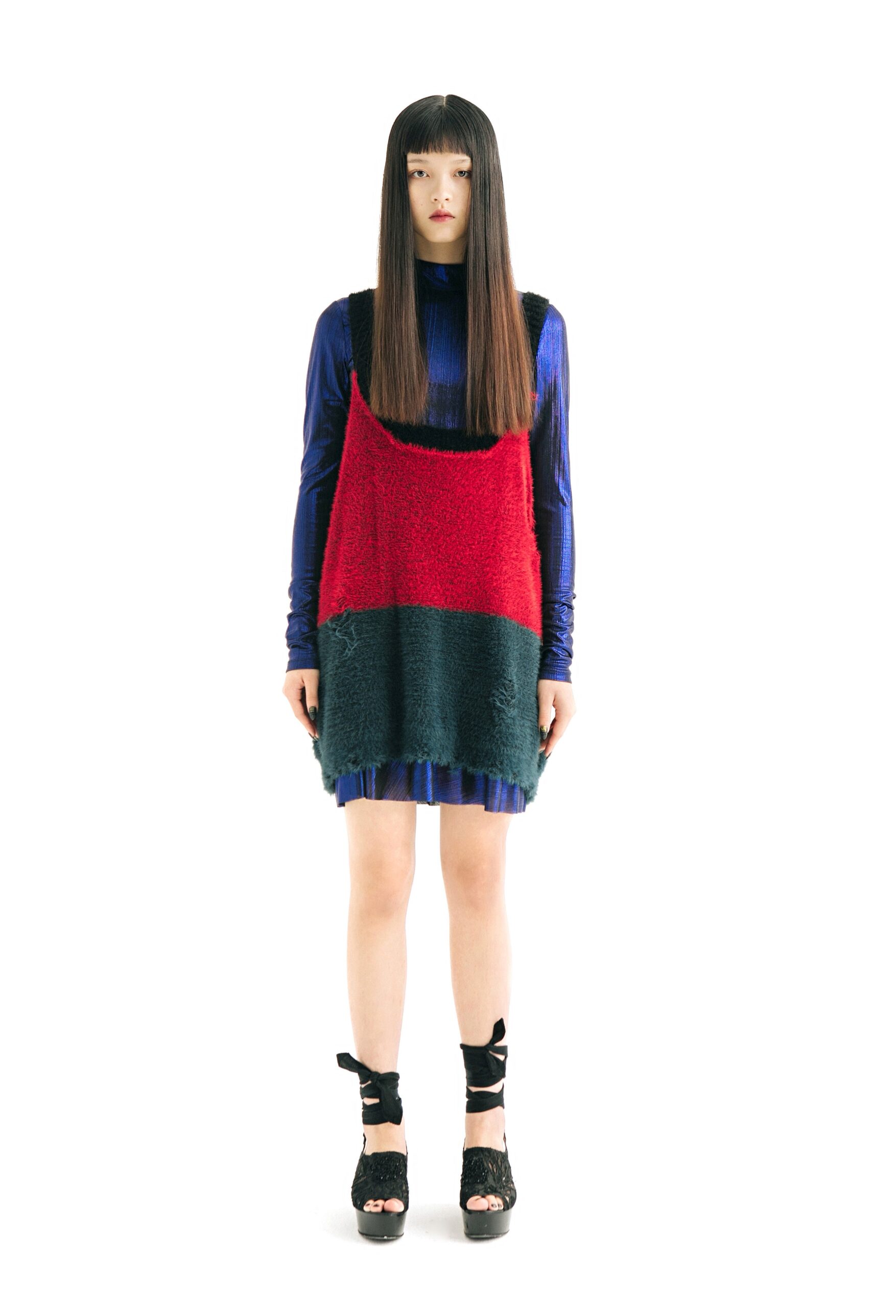 layered mini dress with fitted top