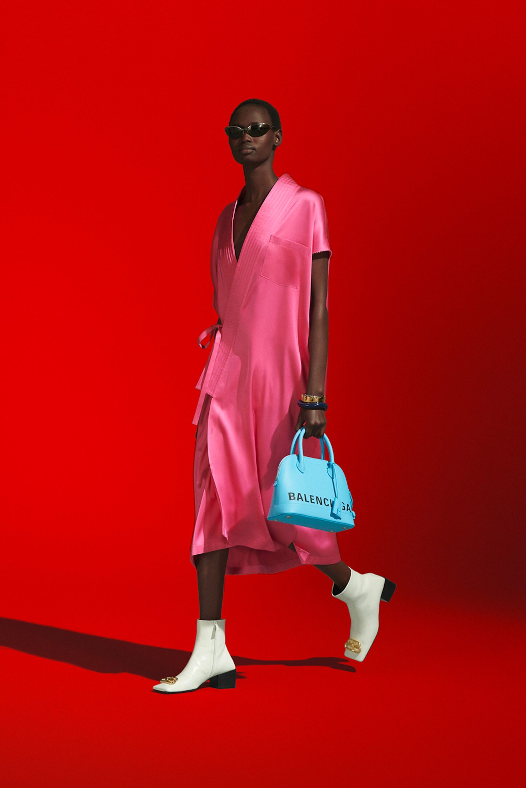 pink silk midi dress