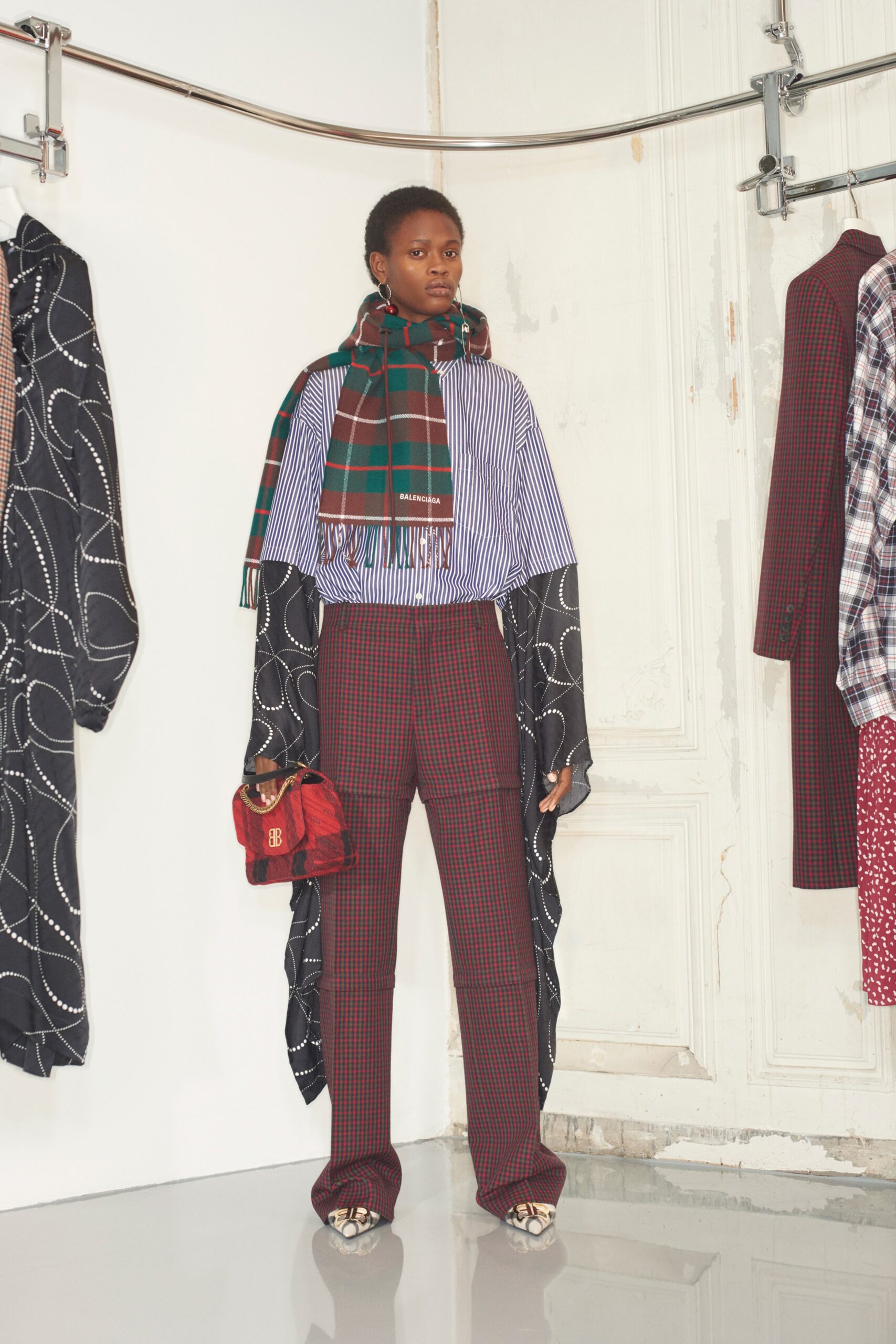 striped top tailored pants