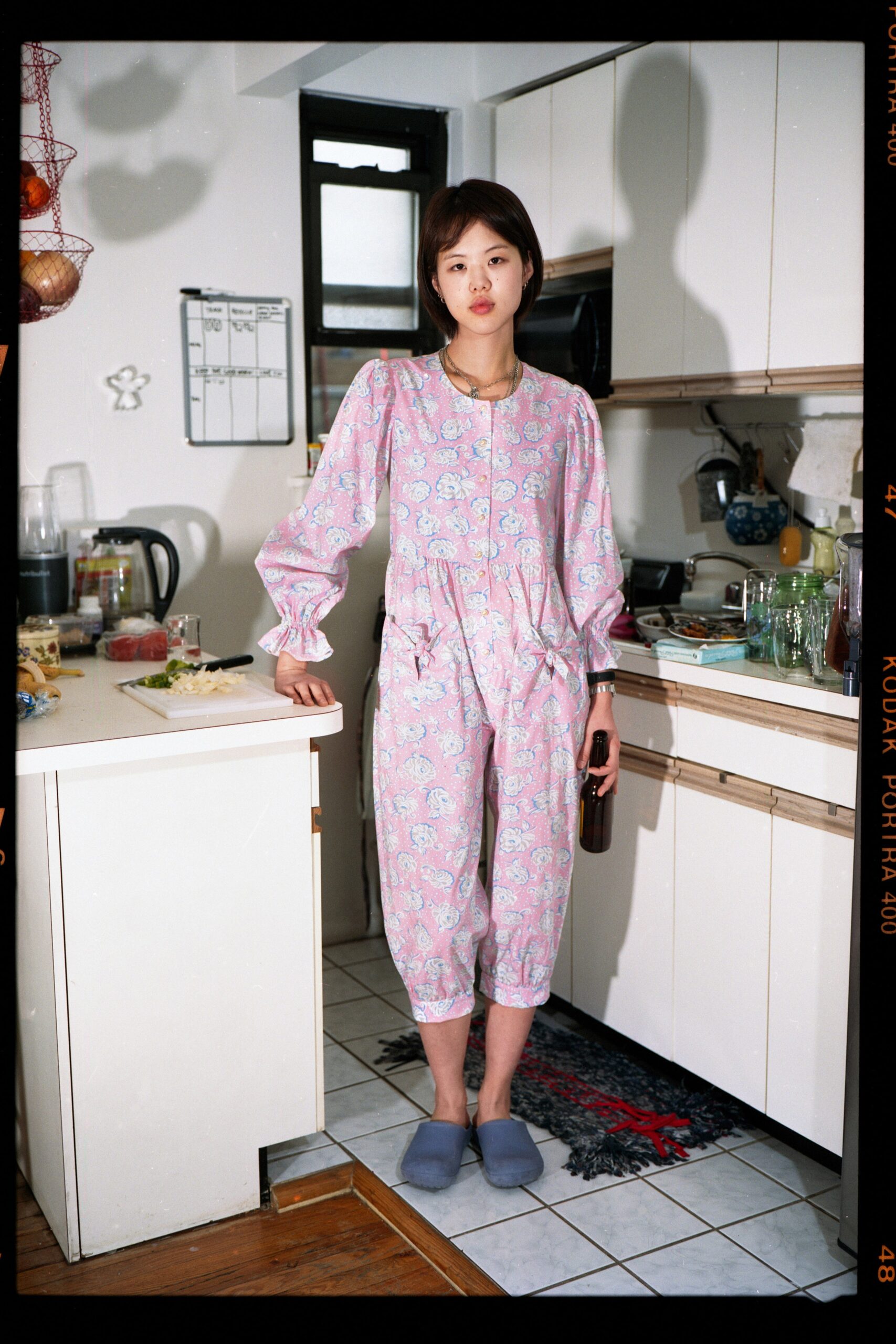 pink printed relaxed jumpsuit