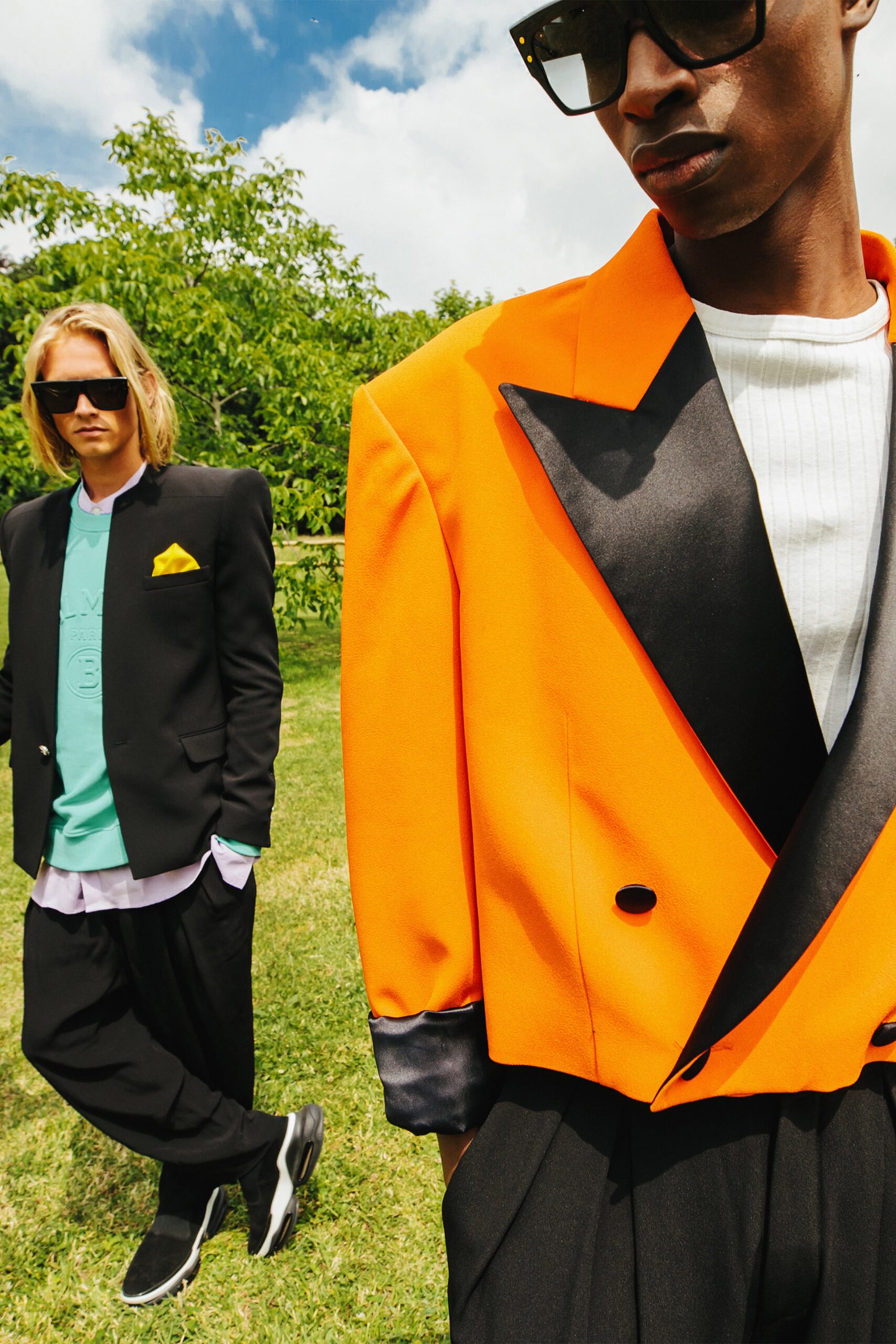 black and orange tailored blazer