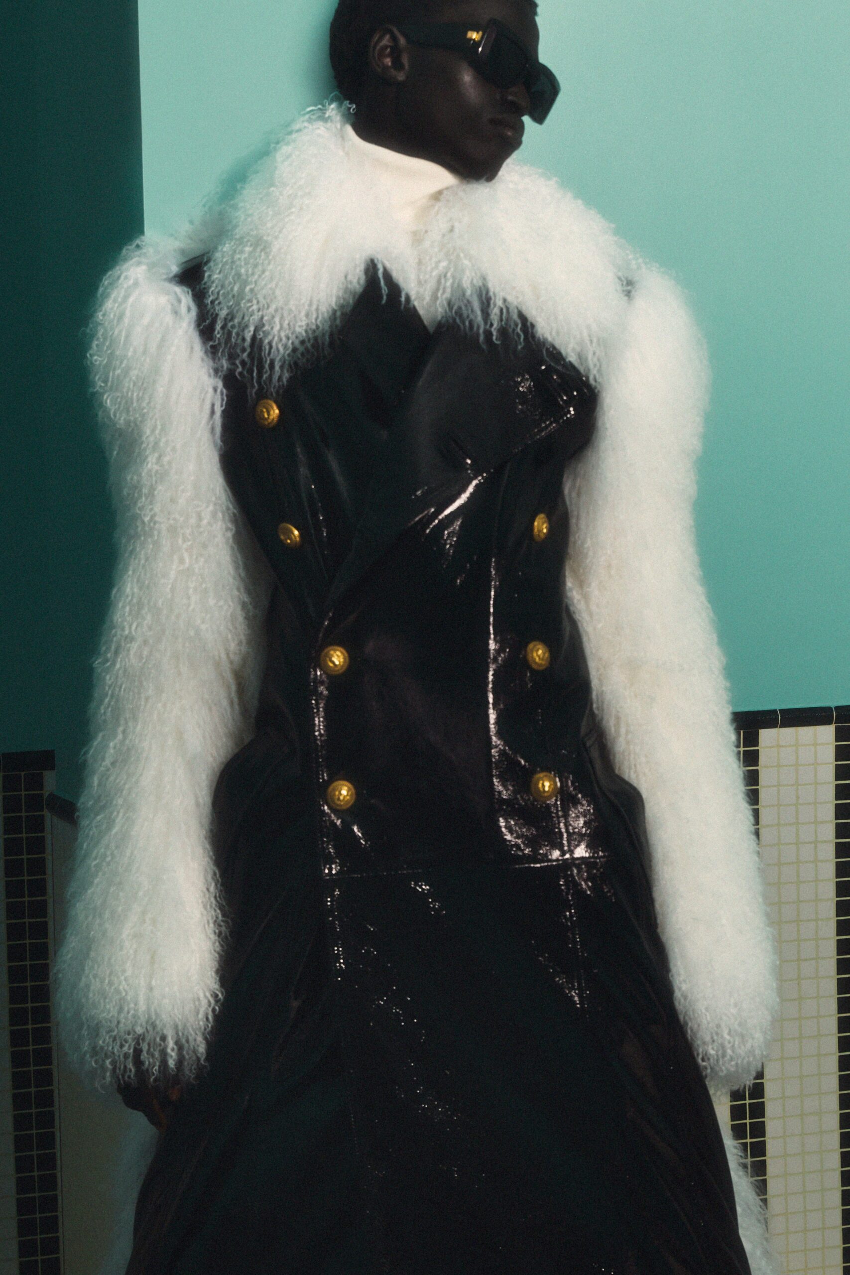 black leather coat with fur