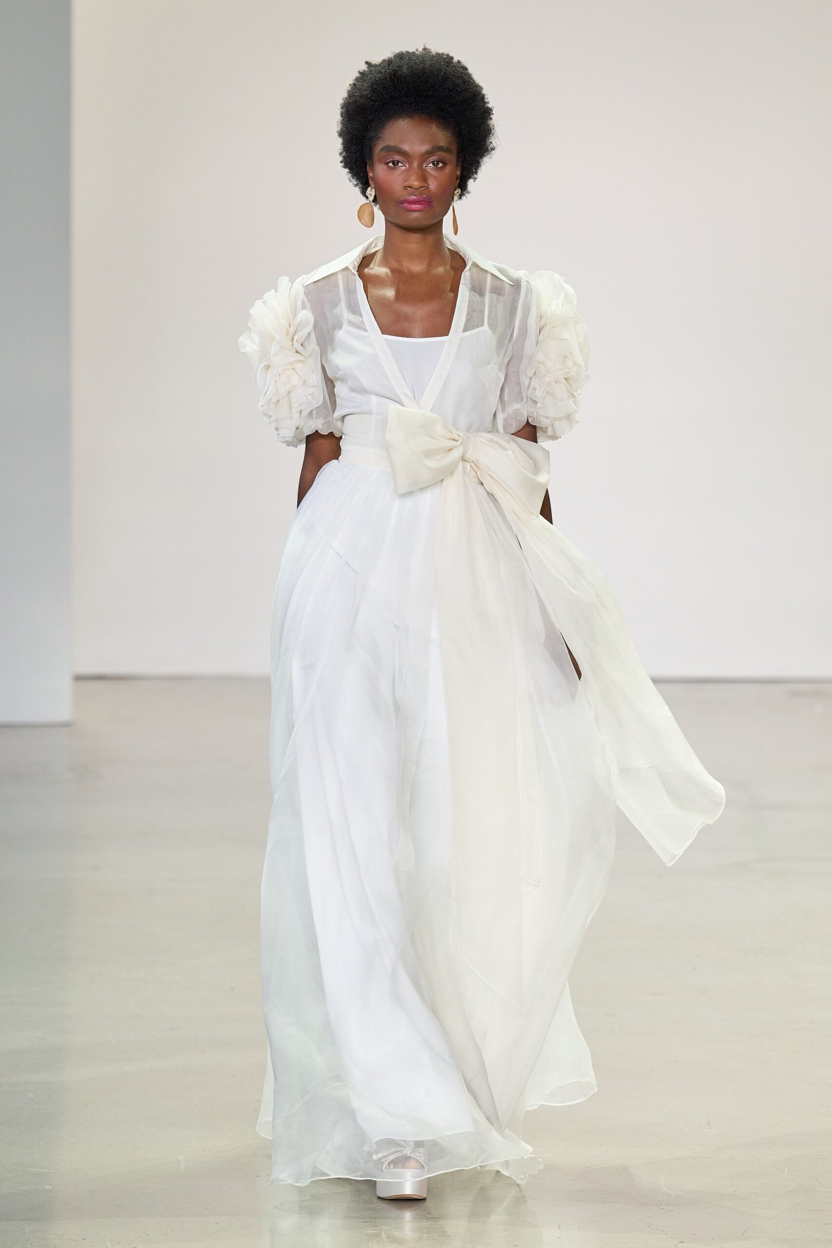 white silk relaxed gown