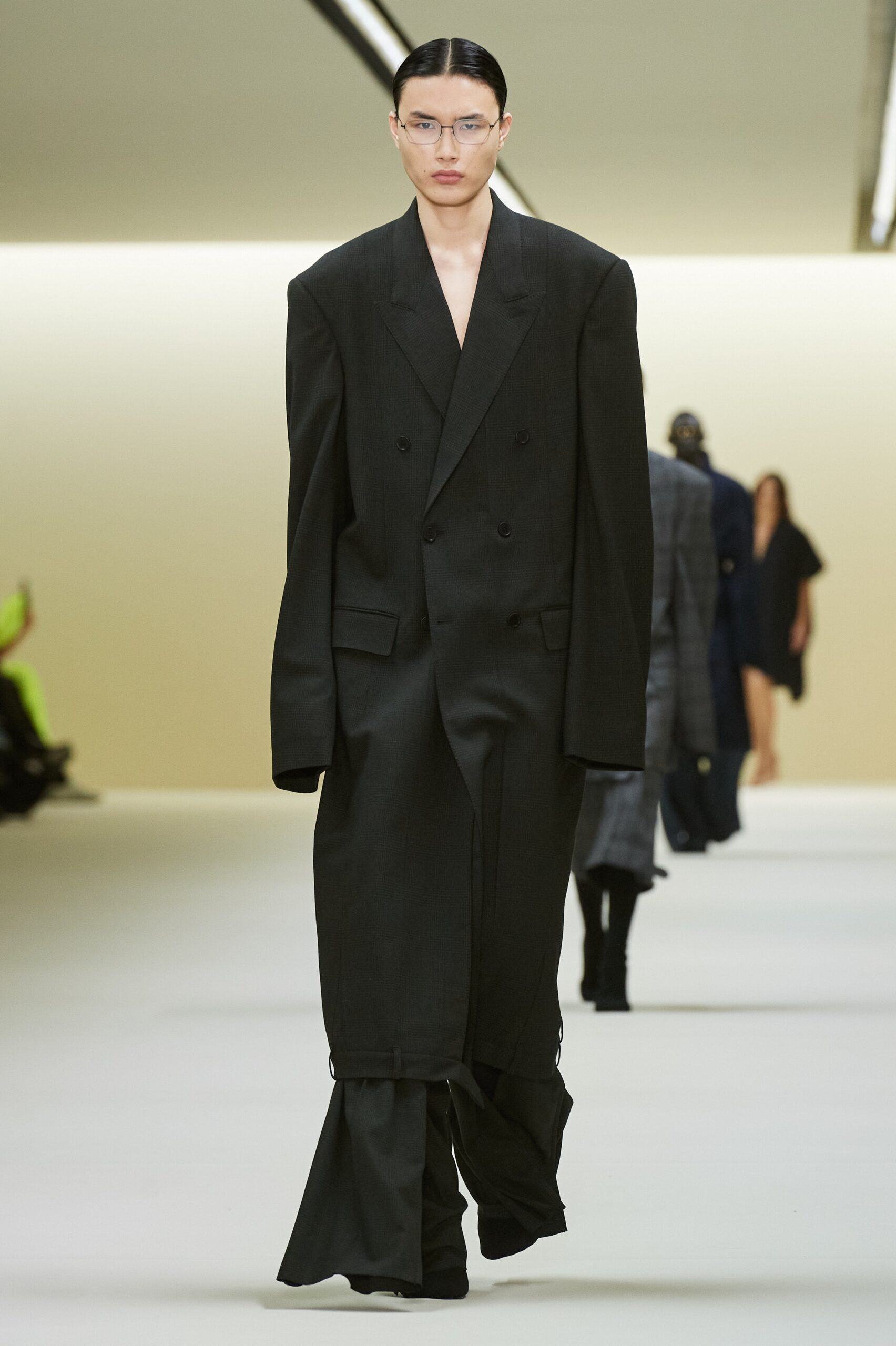 oversized black wool suit