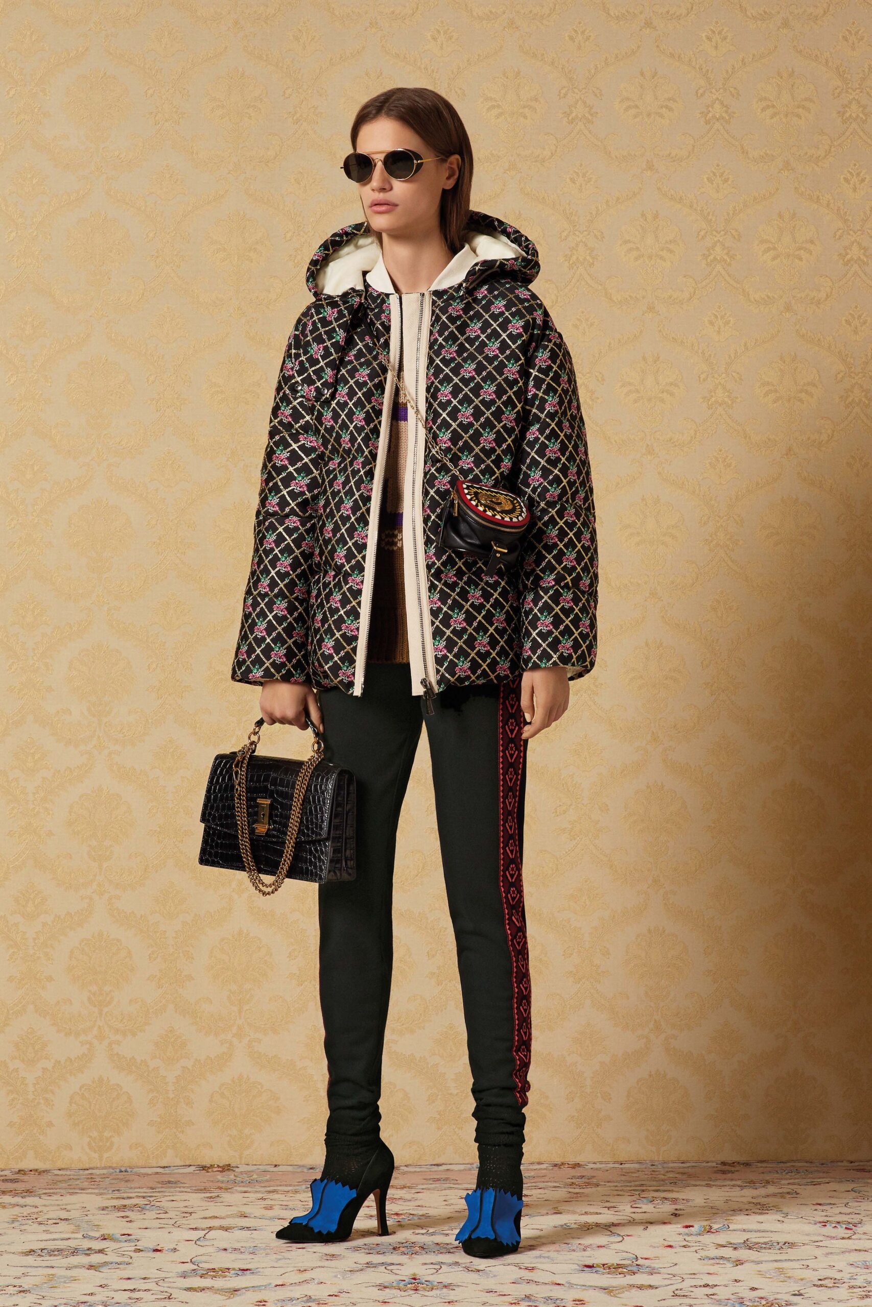 relaxed black multi jacket with fitted top