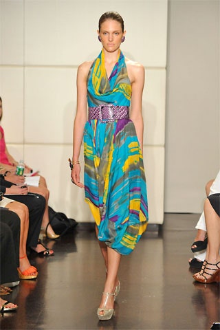 colorful relaxed midi dress with belt