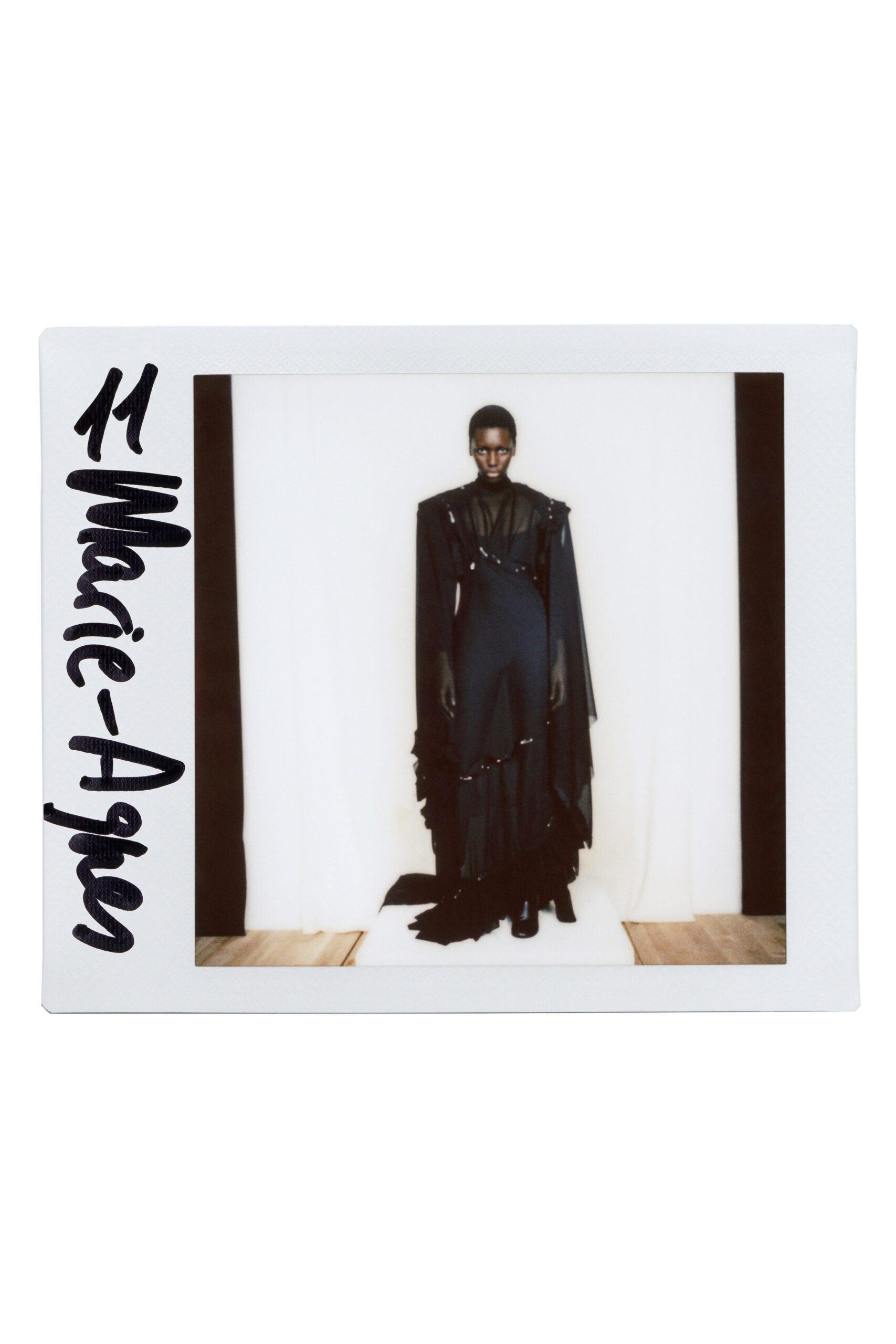 black silk gown with cape