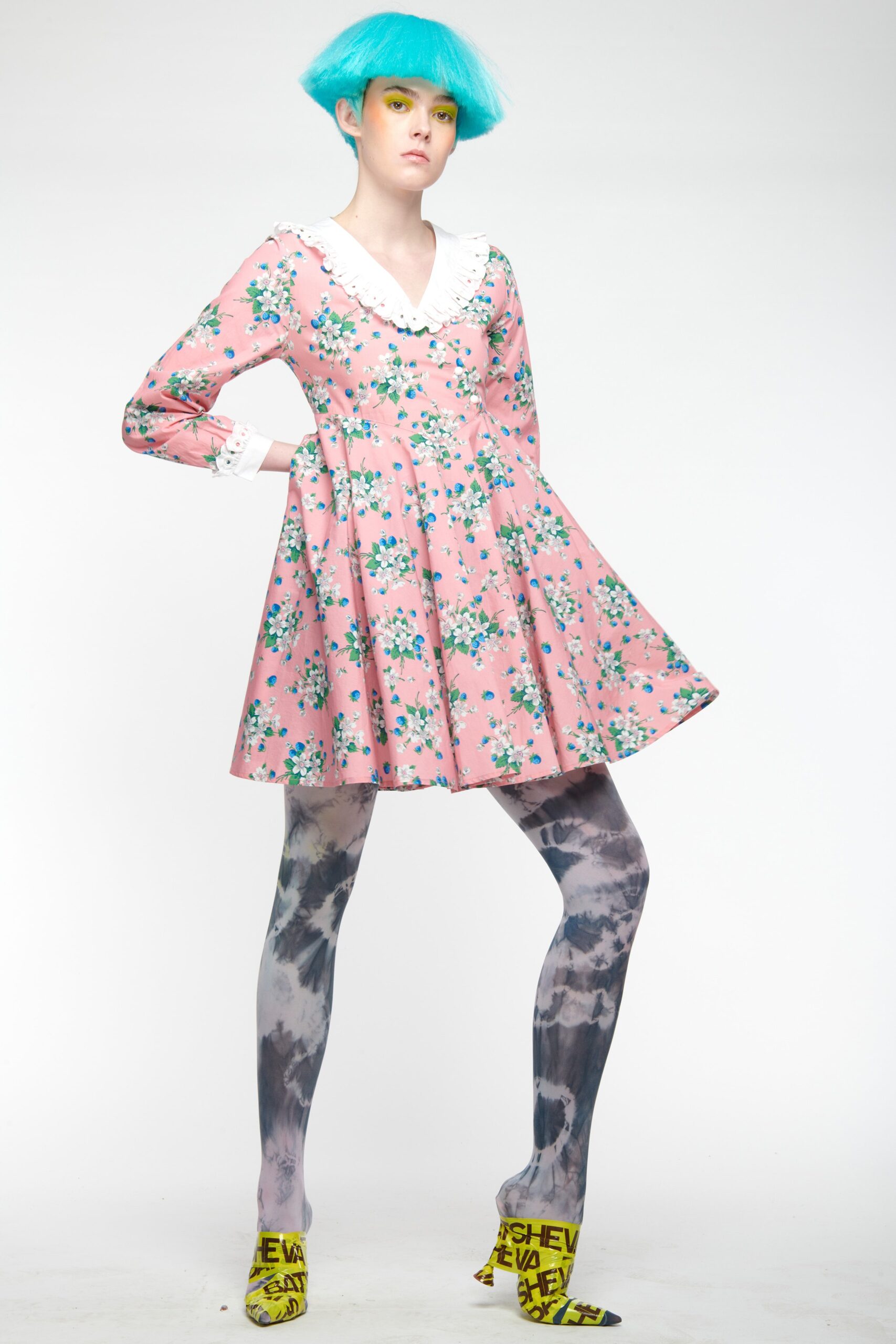 pink floral short dress