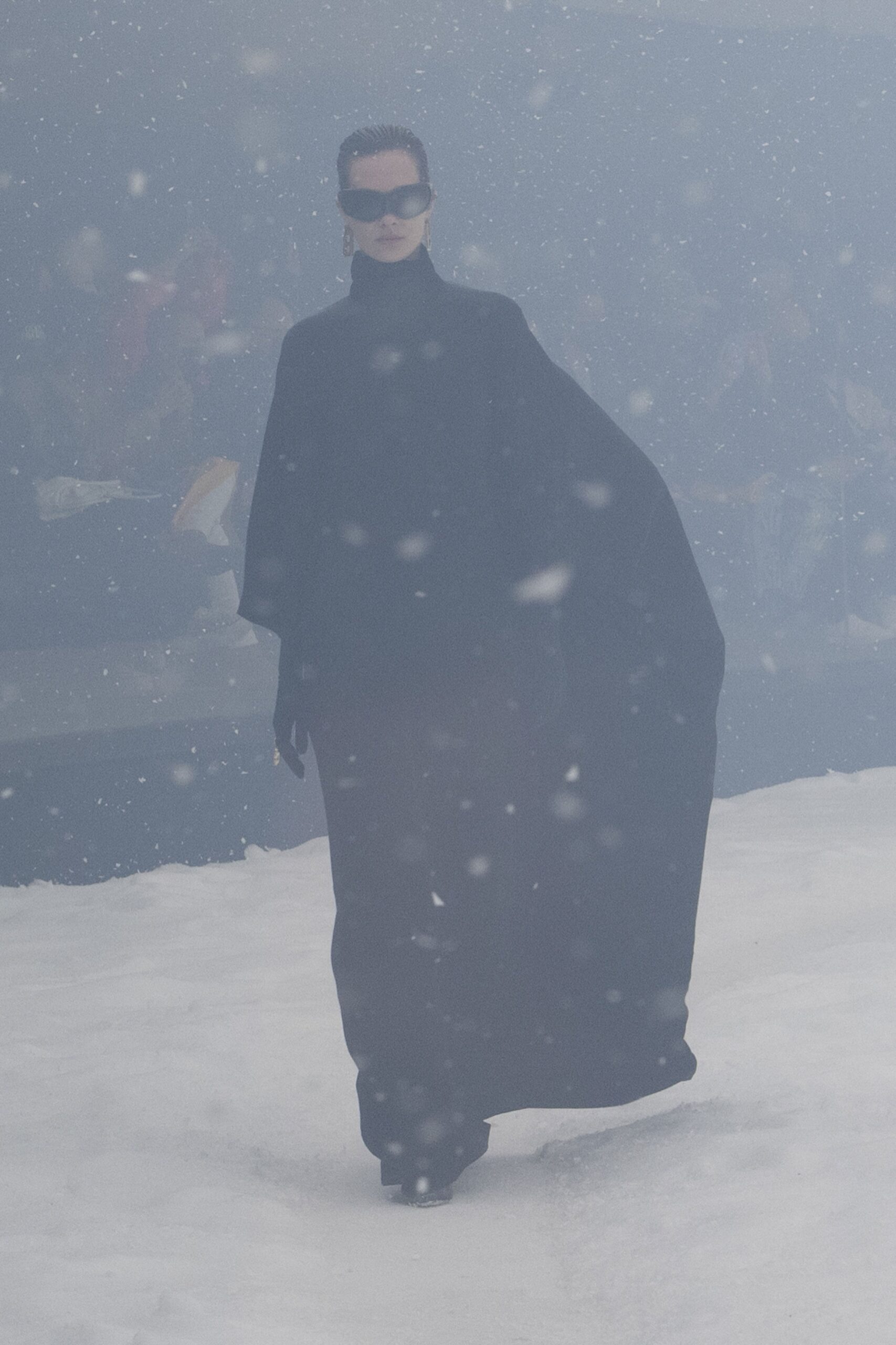 black oversized cape and pants
