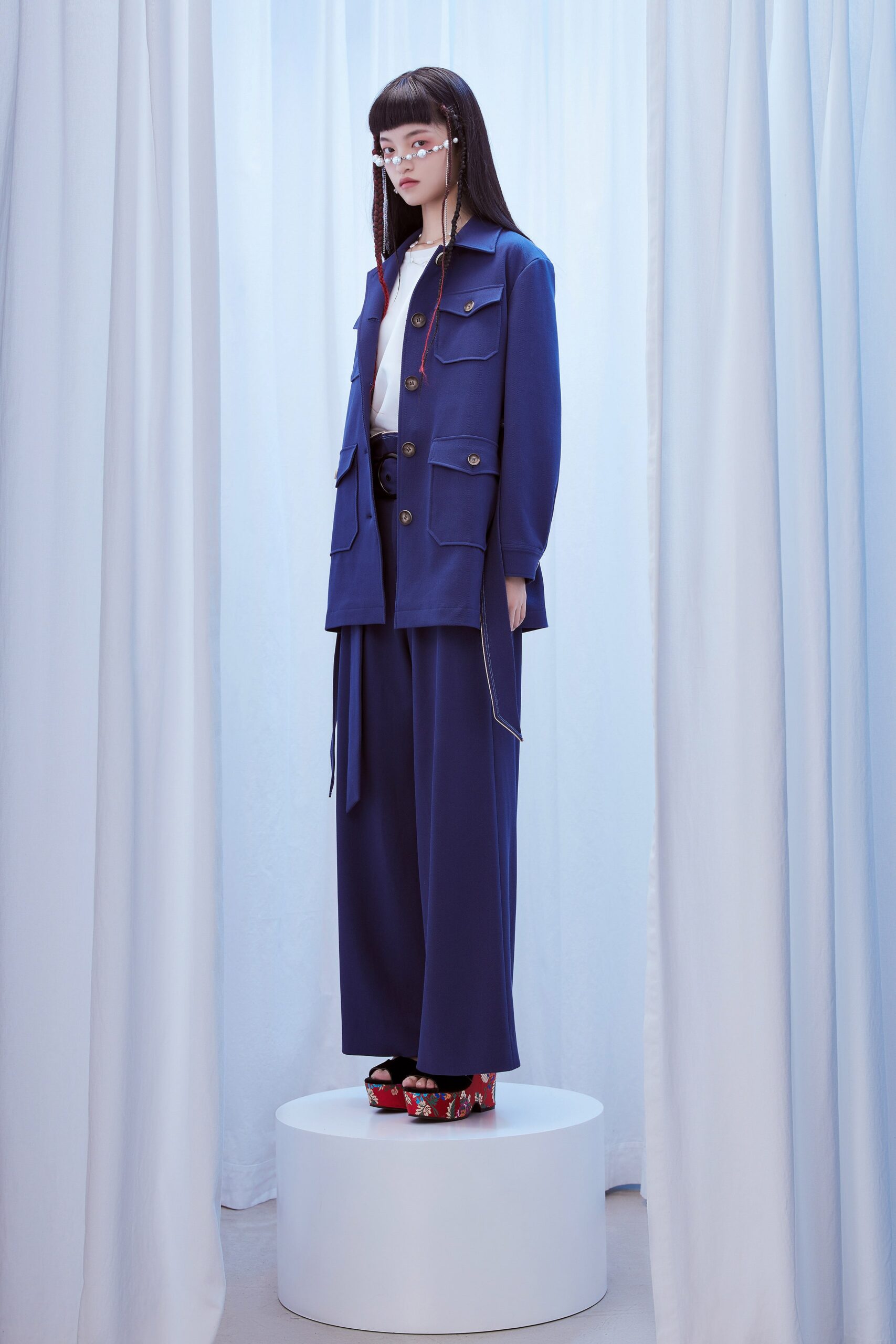 blue relaxed jacket and pants