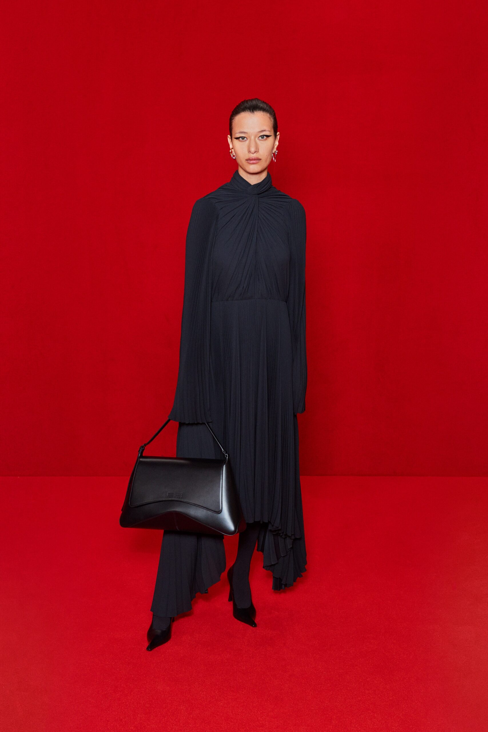 black leather structured bag