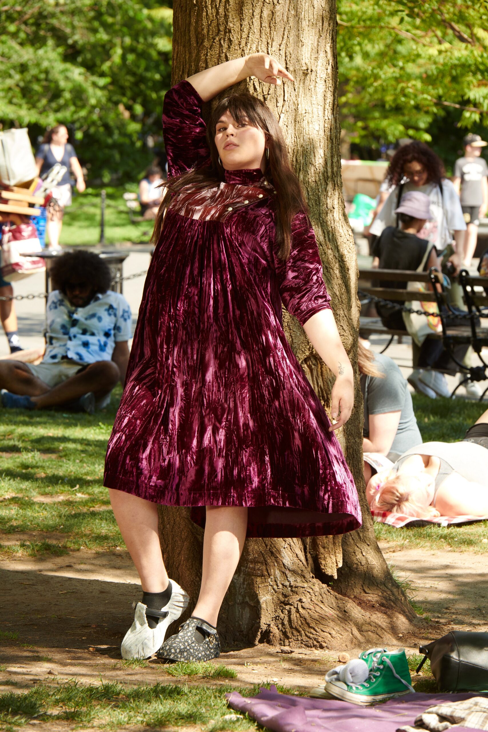 purple velvet relaxed dress
