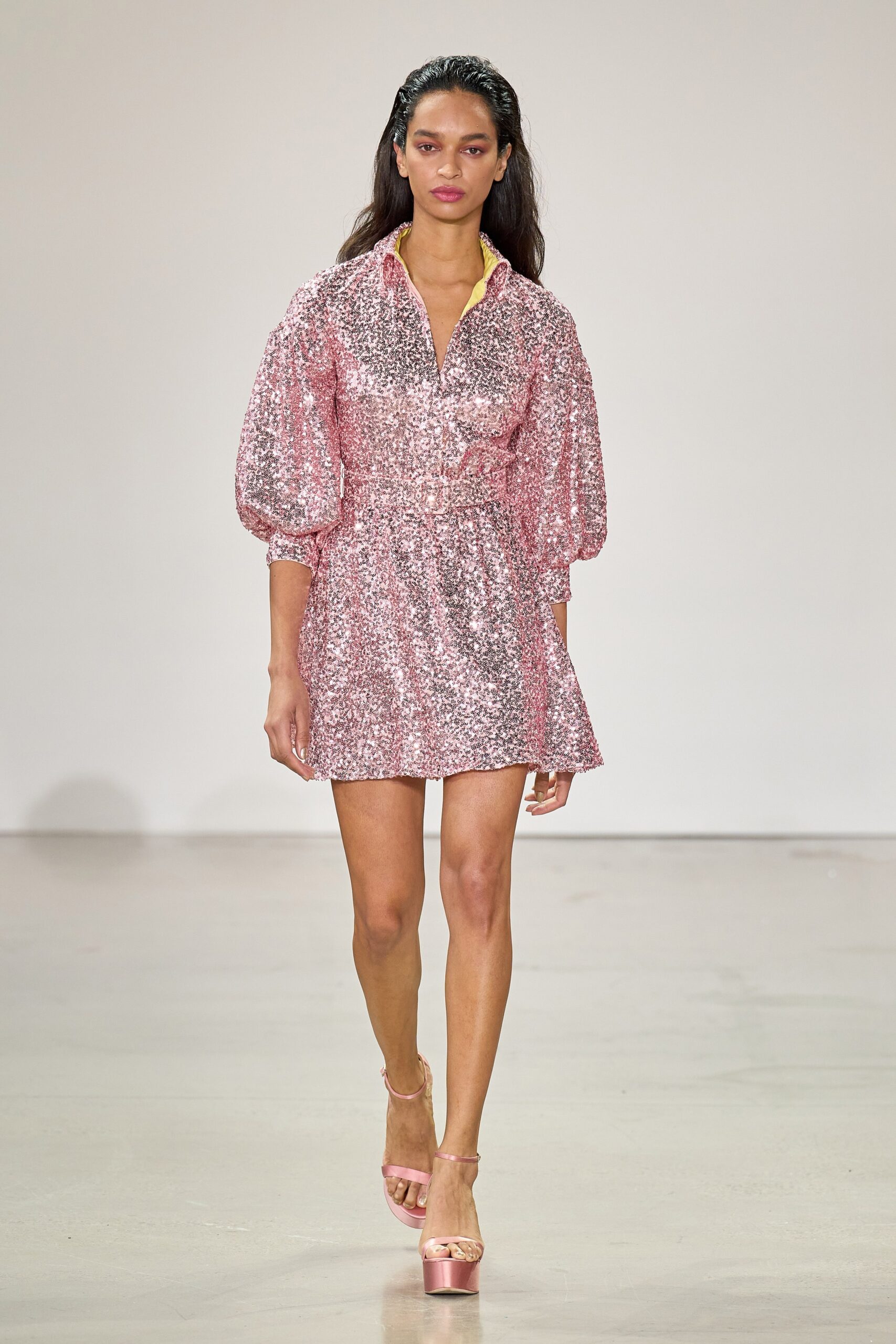 pink sequin fitted dress