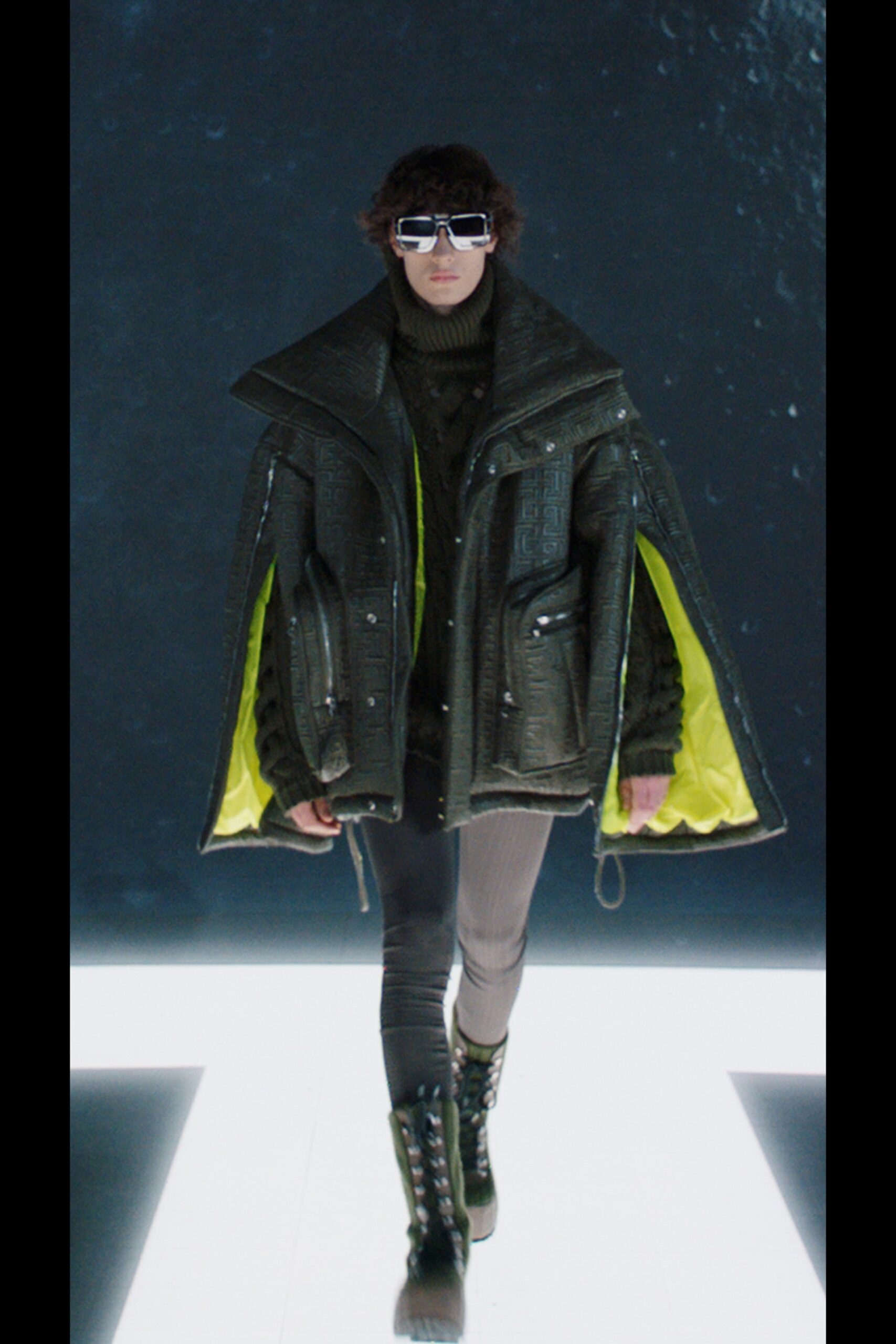 oversized black leather coat