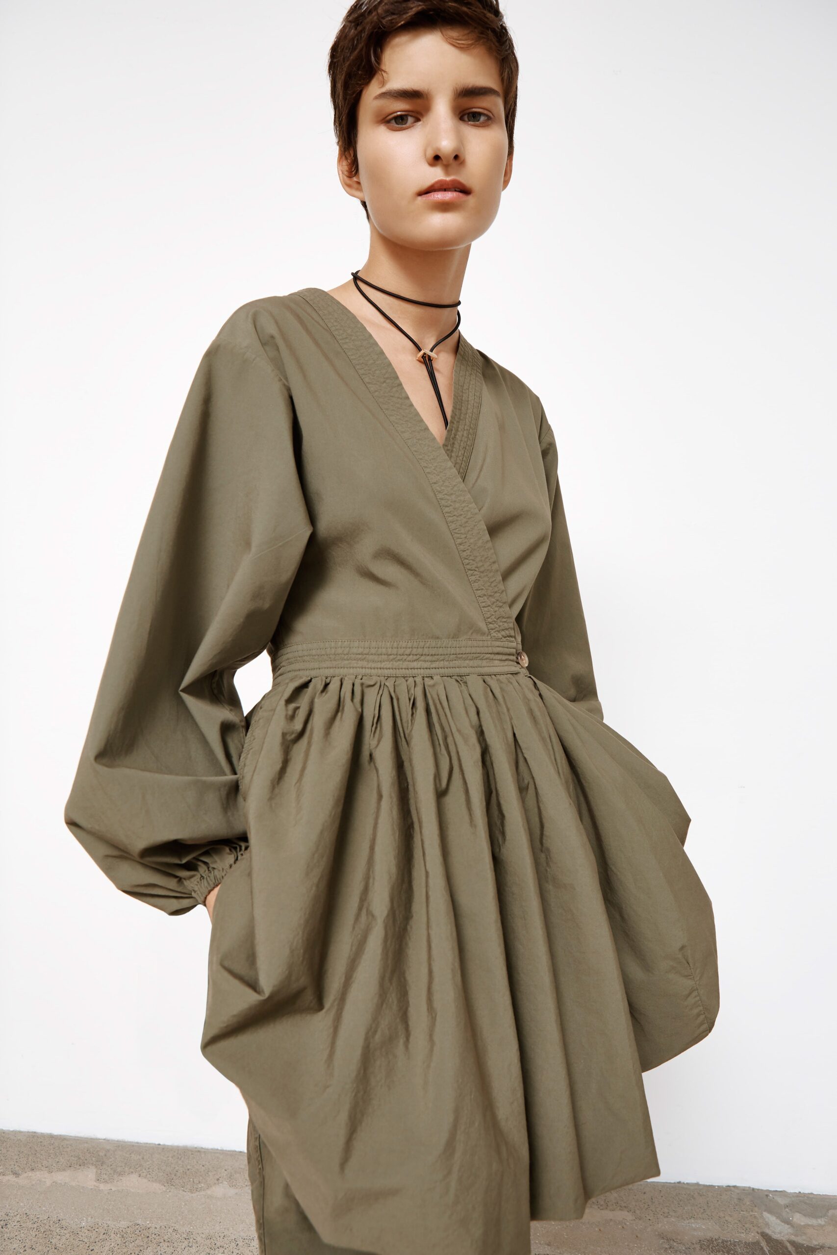 green relaxed cotton dress