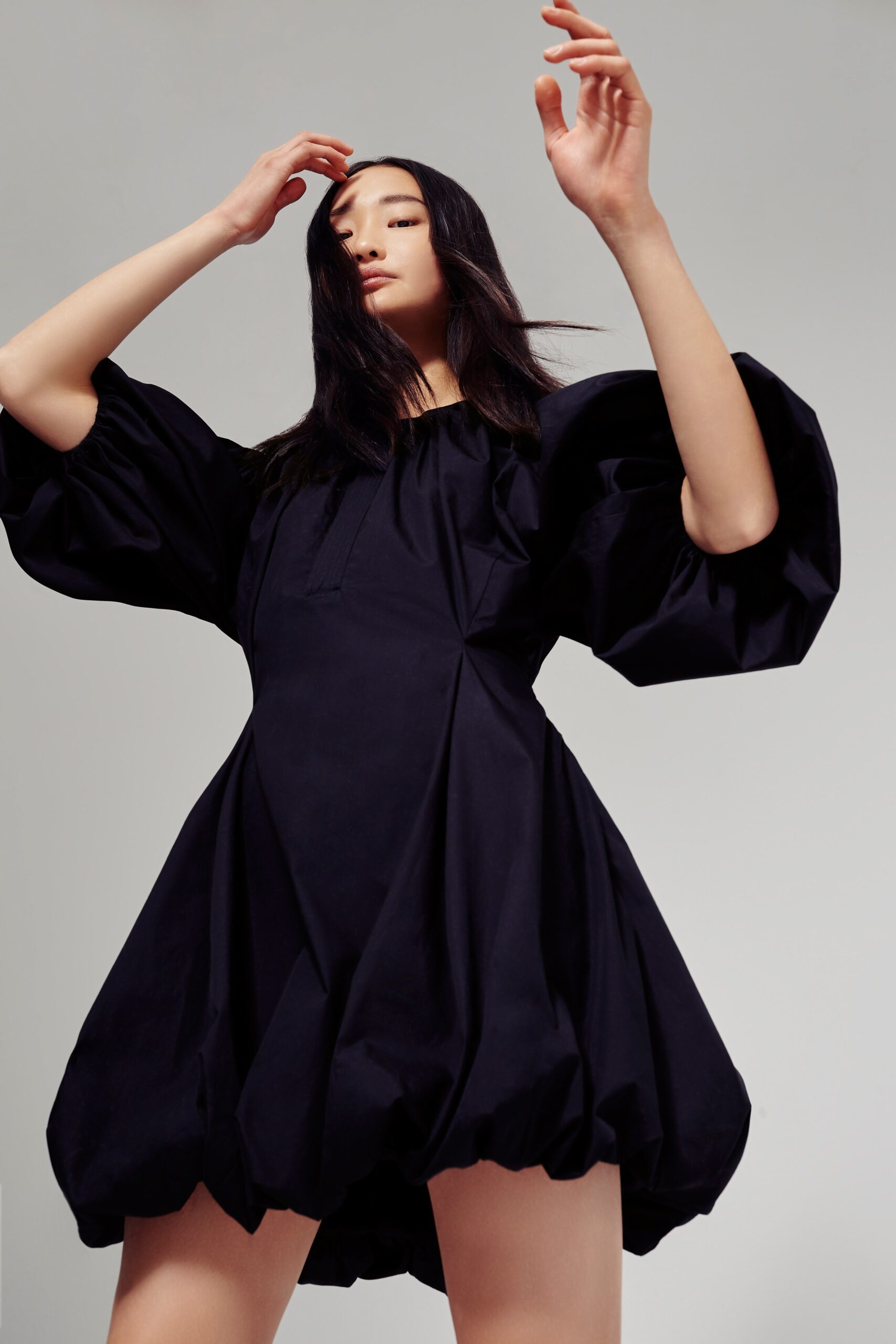 black cotton mini dress