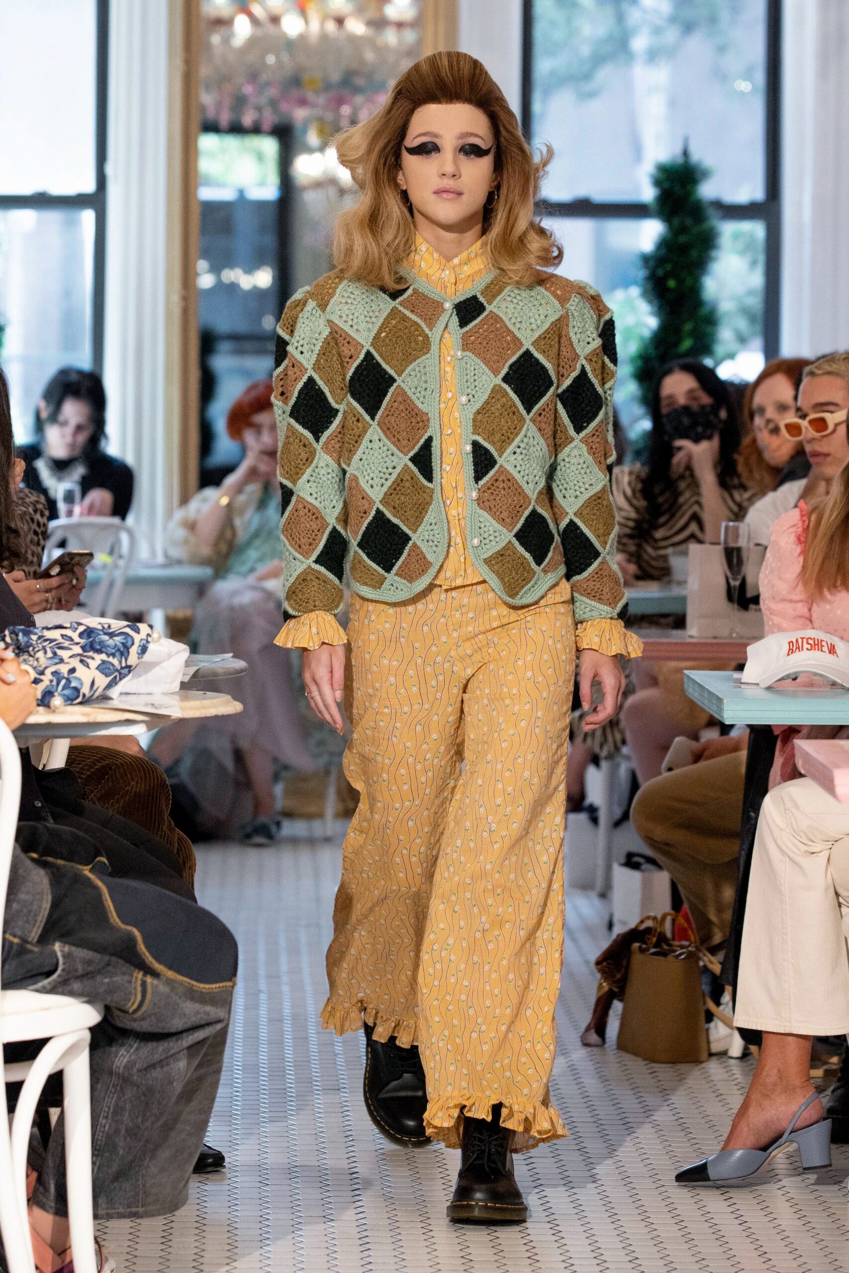 yellow cotton relaxed printed pants