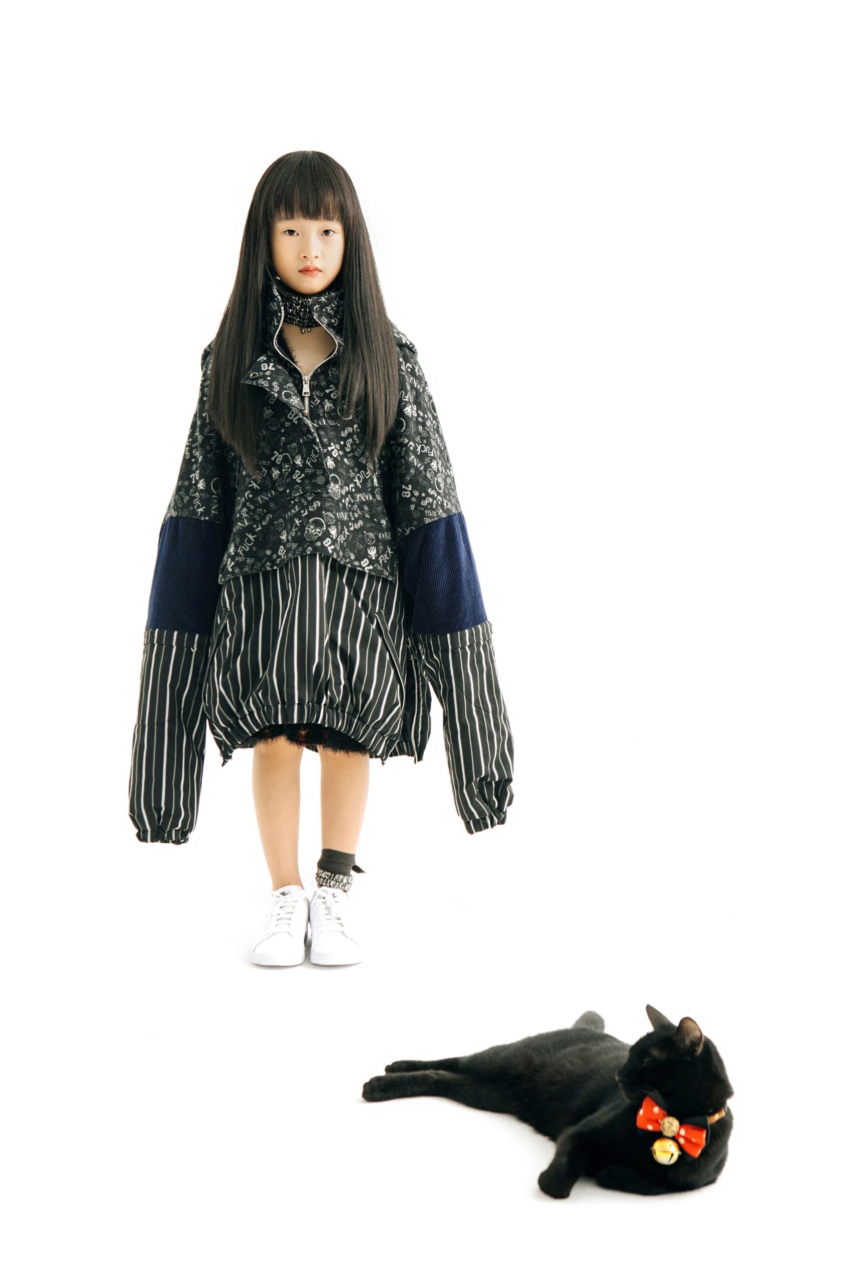 oversized black and blue jacket