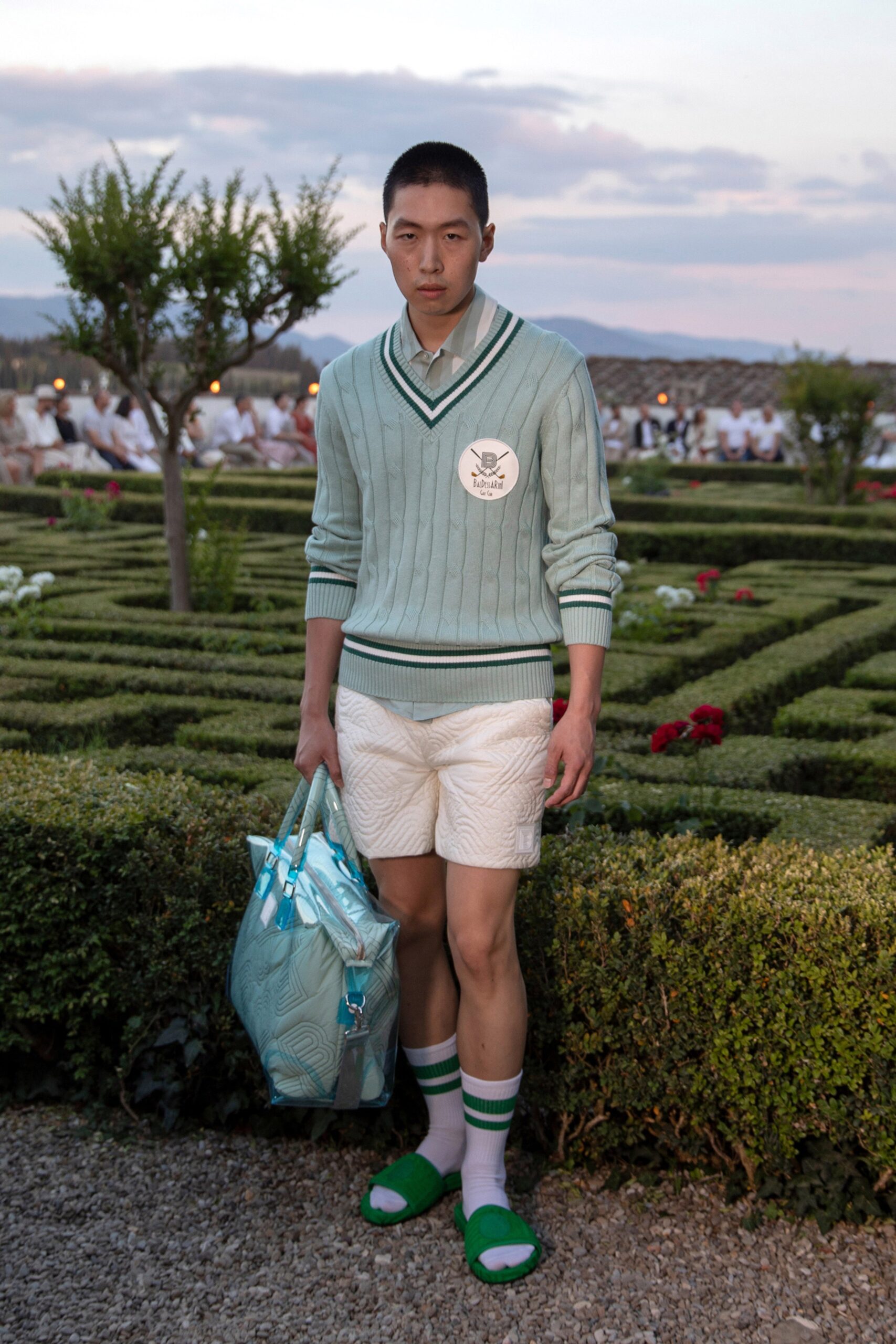 light blue fitted sweater with shorts