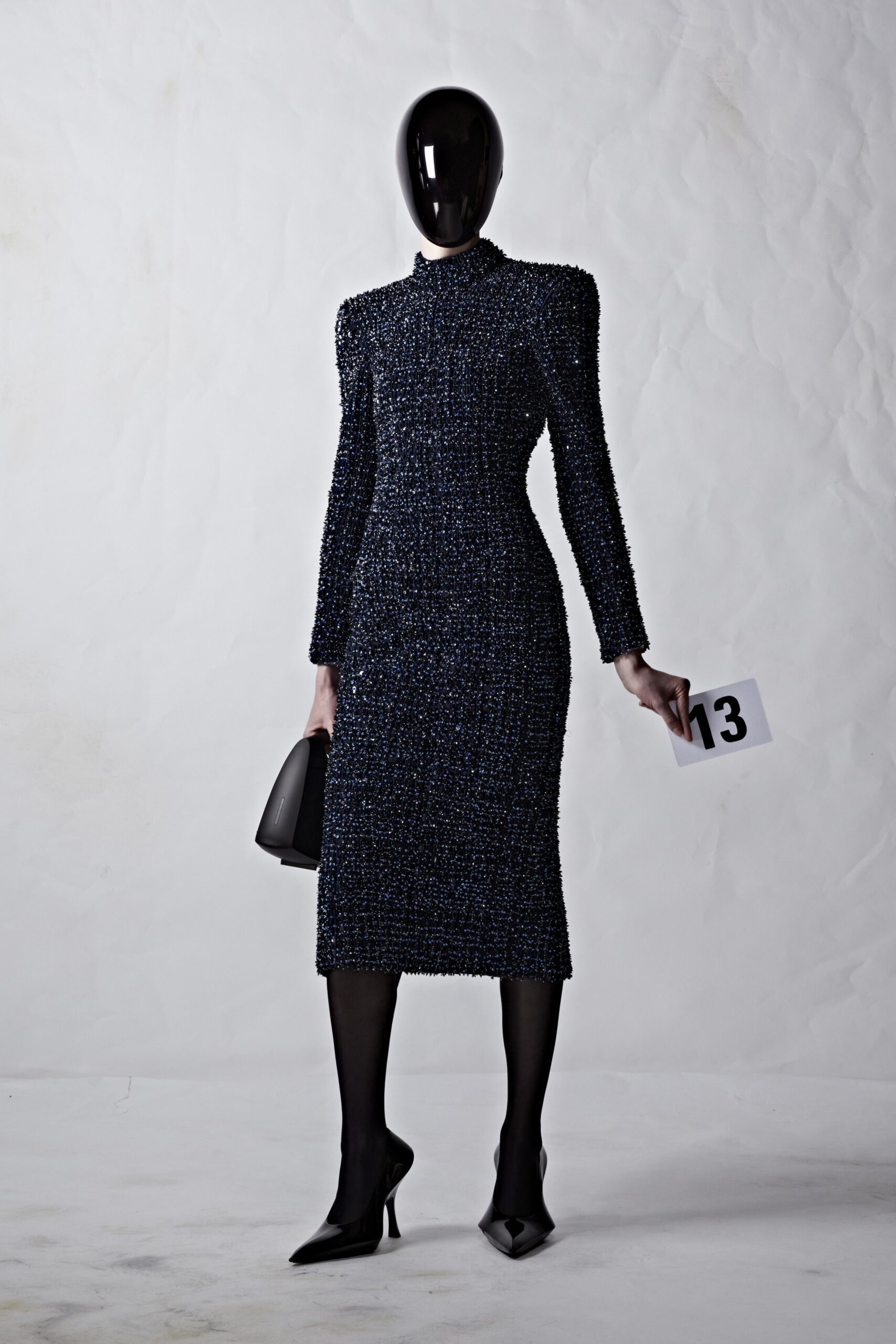 black textured midi dress