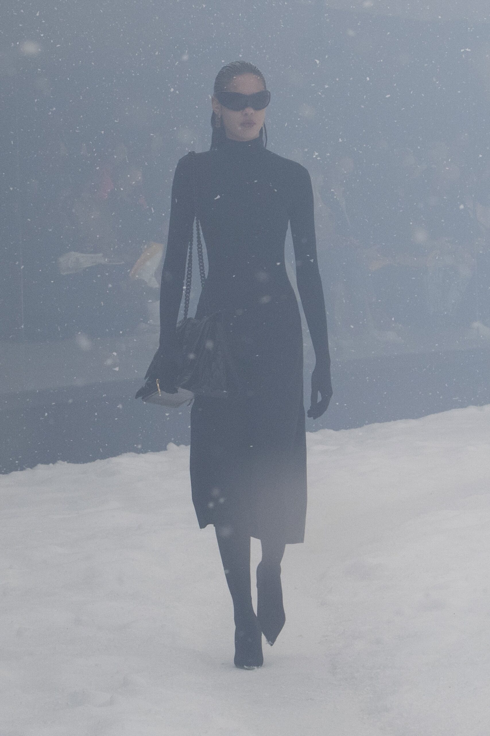 black fitted midi dress