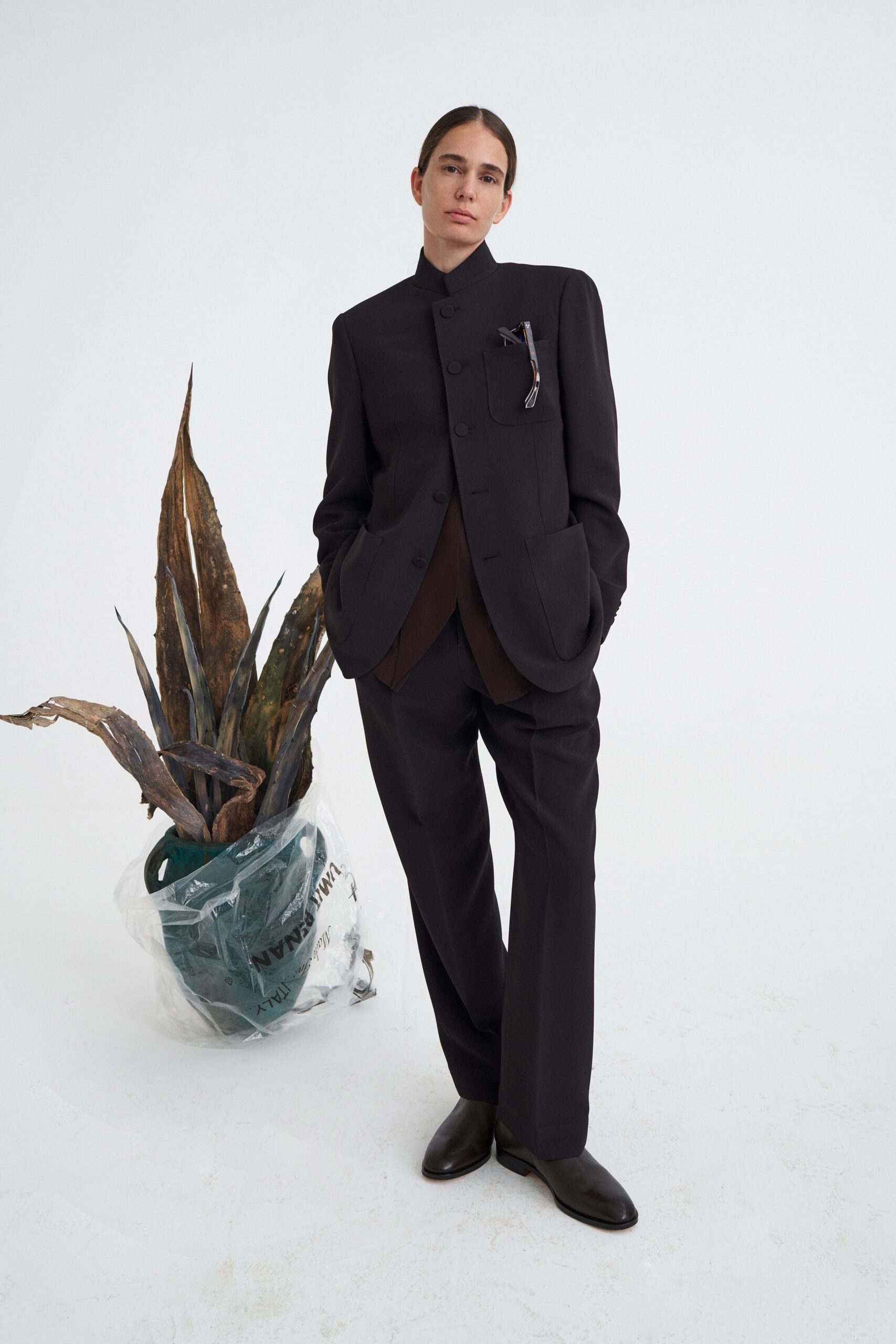black tailored suit