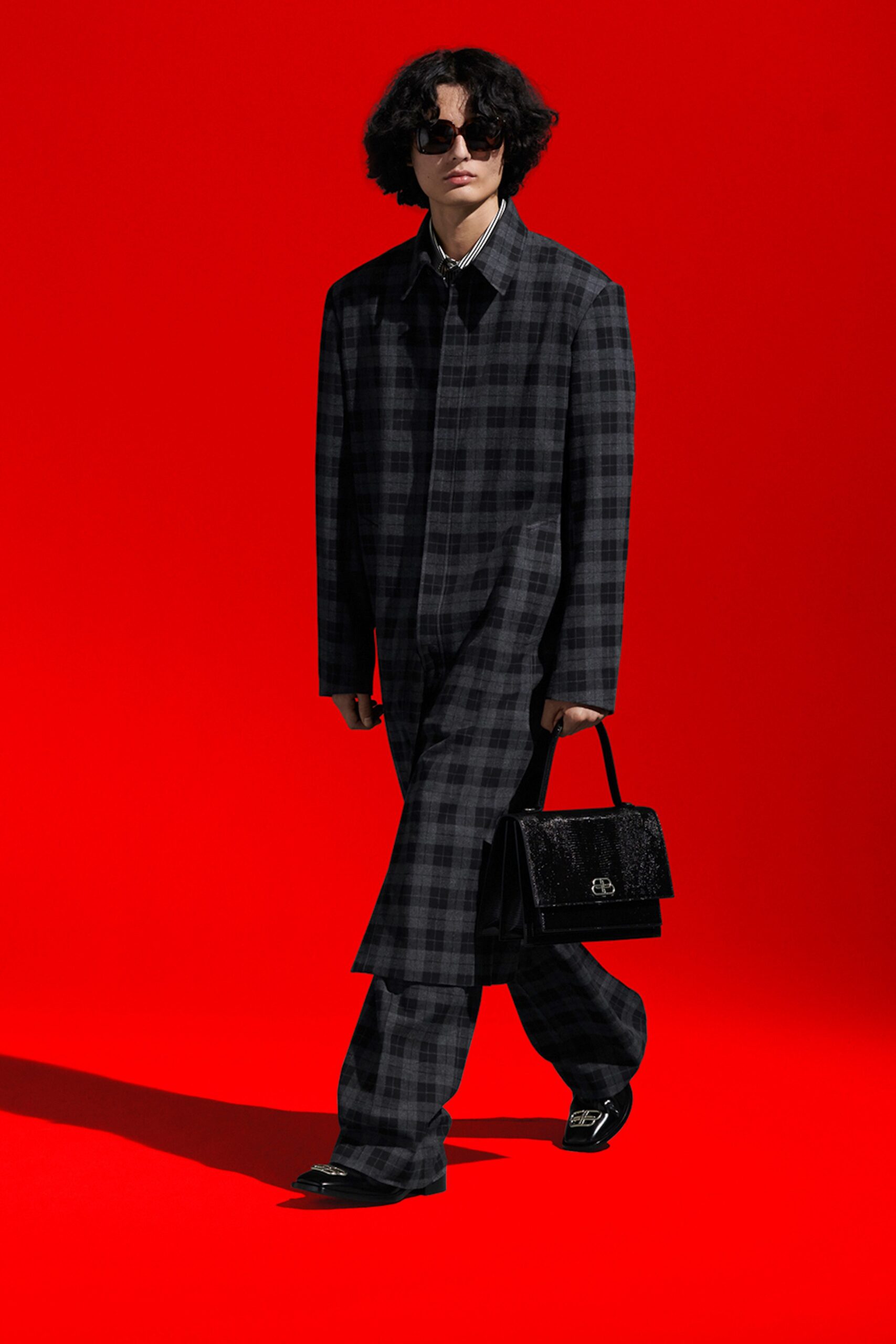 black and gray checked suit