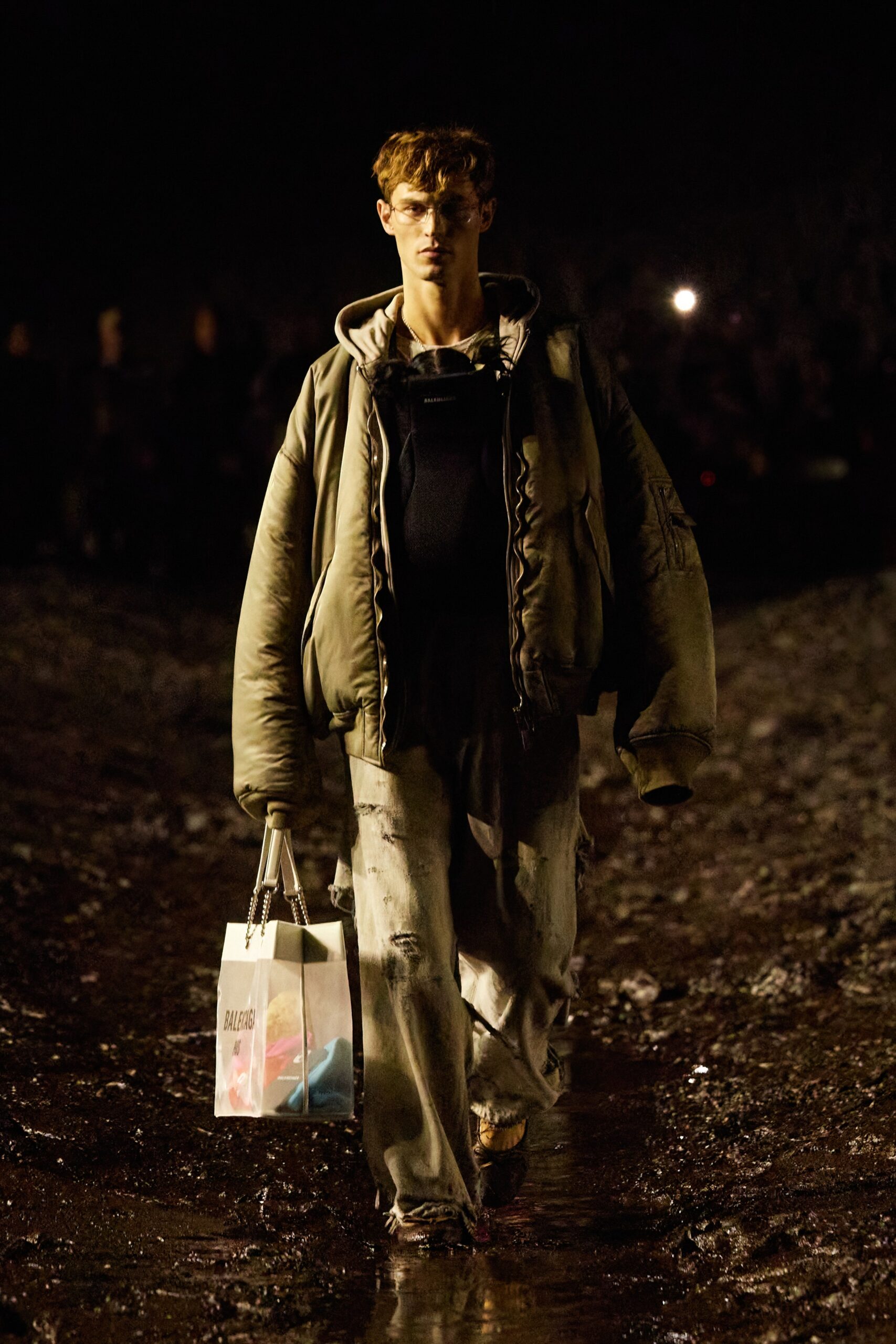 gray oversized jacket and relaxed pants