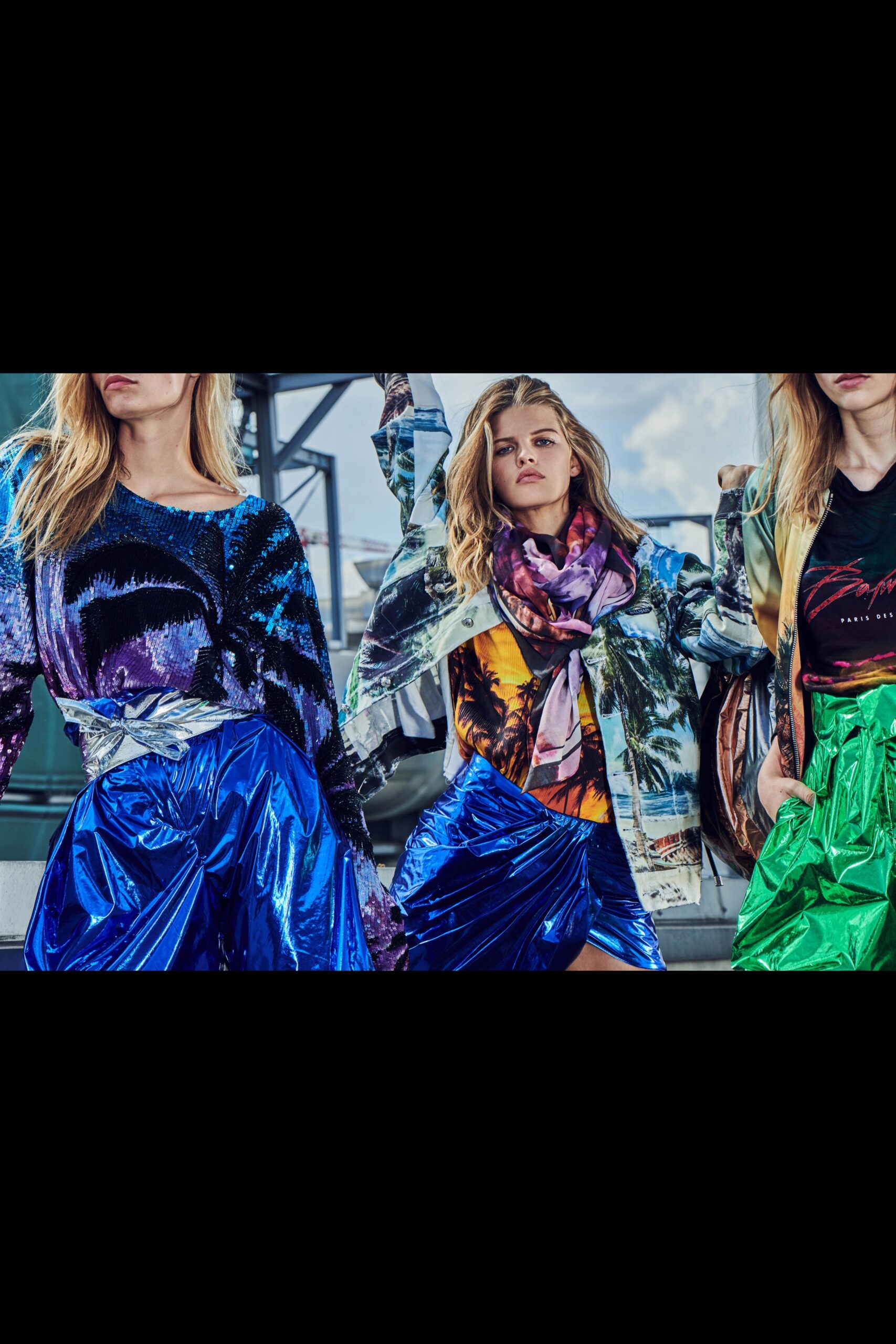 blue silk top and skirt